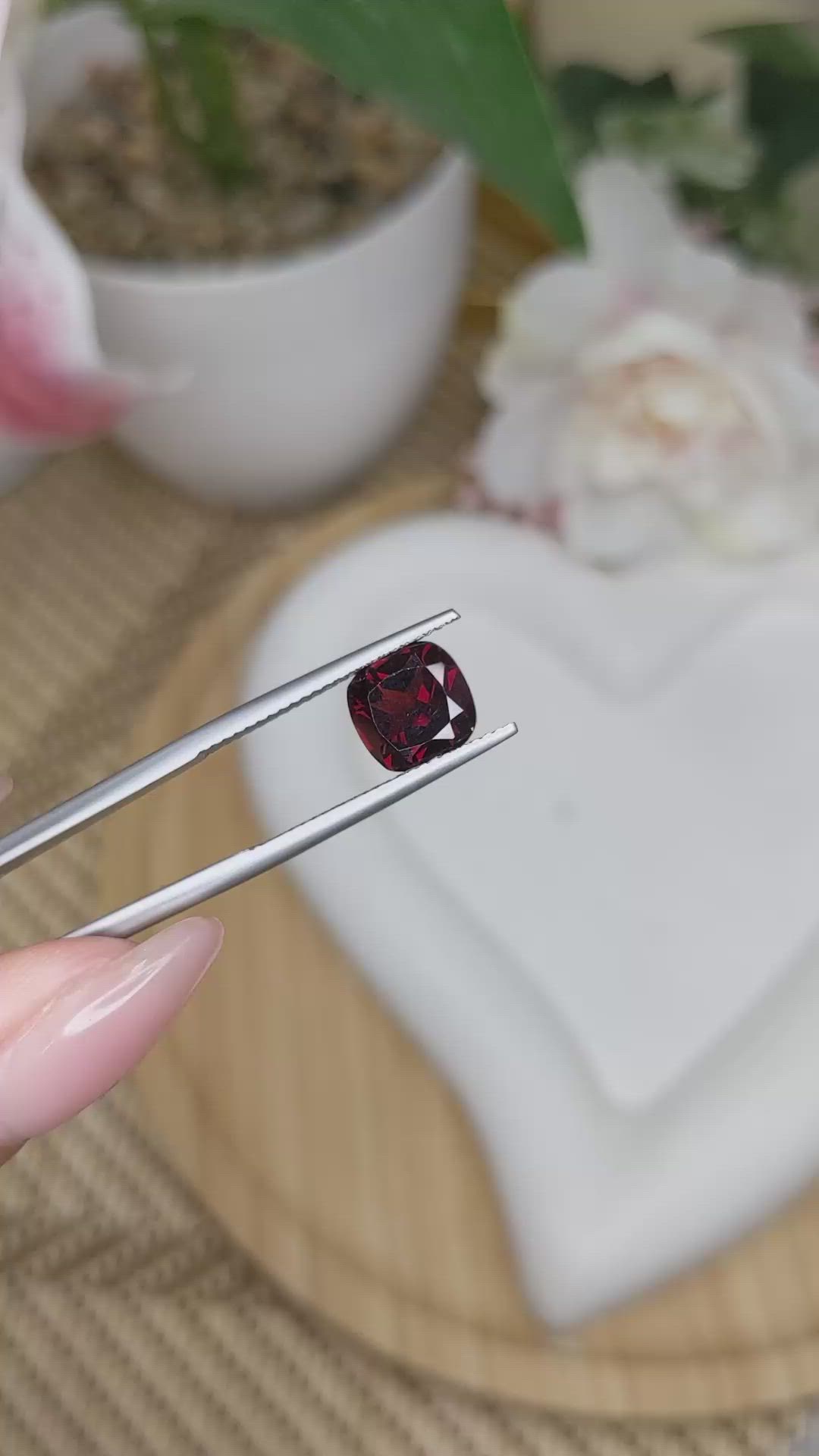 2.63 Ct. Red Garnet from Ceylon (Sri Lanka) Size Video