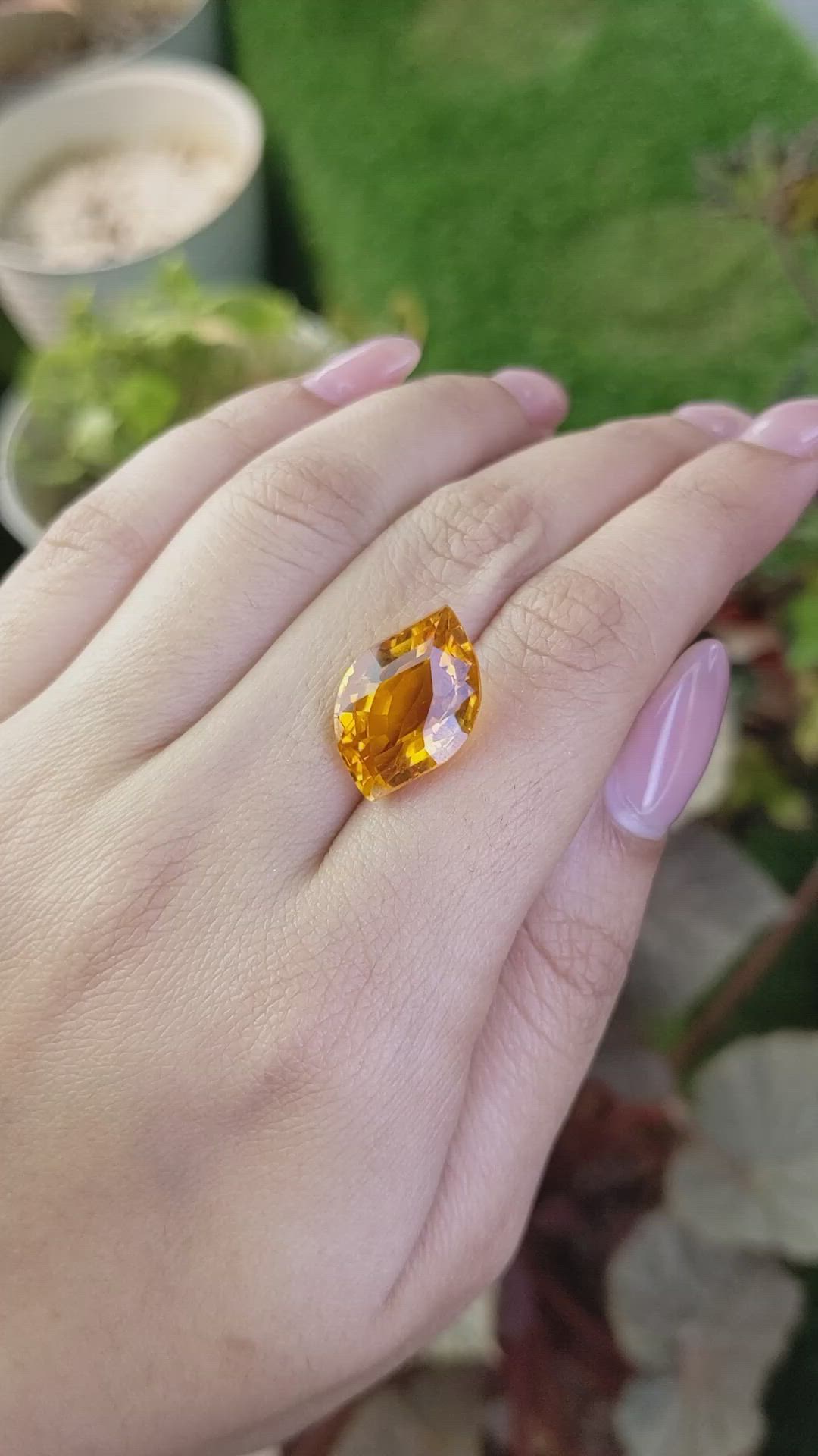 10.73 Ct. Yellowish Orange Citrine from Brazil Size Video