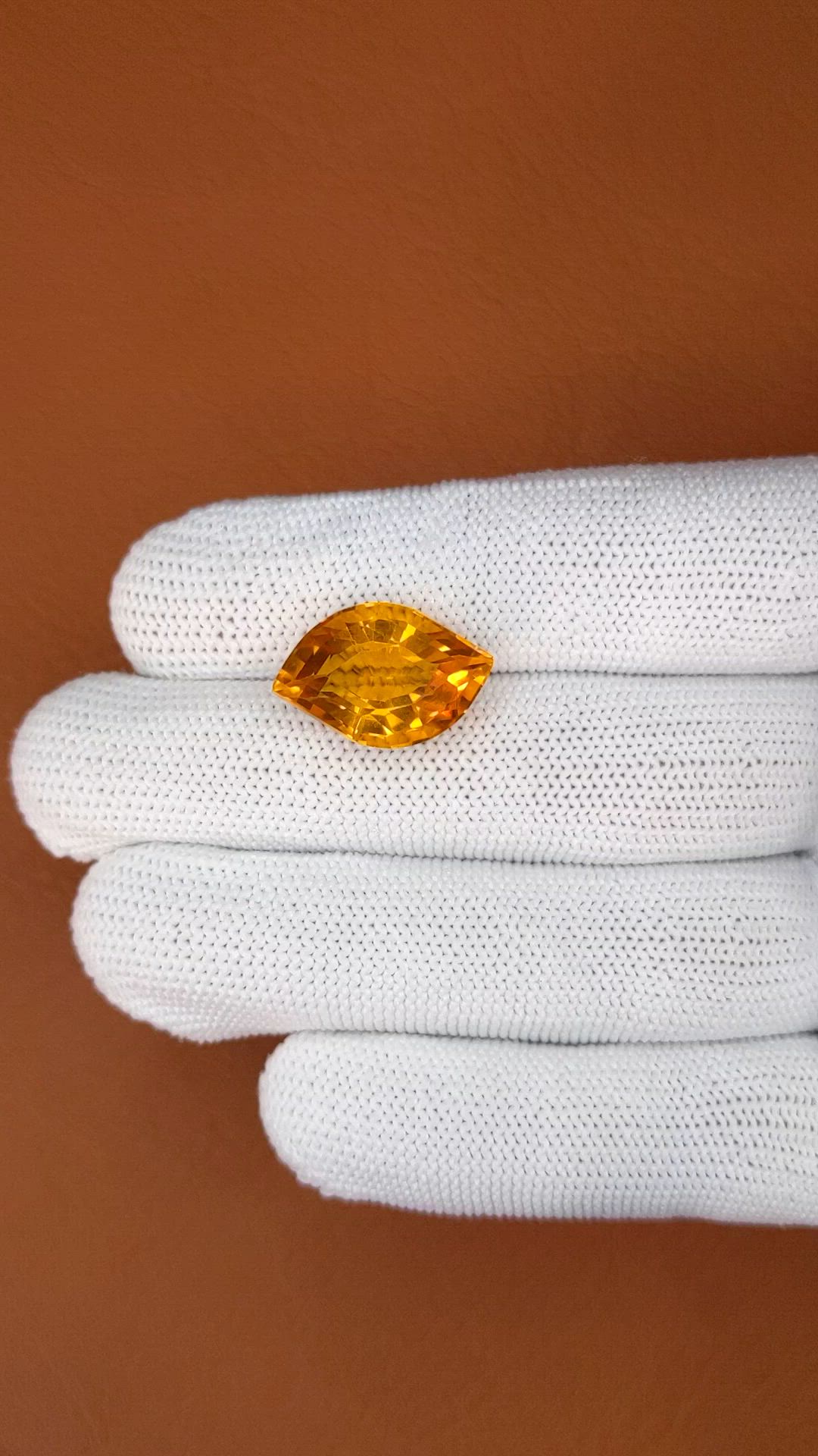 10.73 Ct. Yellowish Orange Citrine from Brazil Size Video
