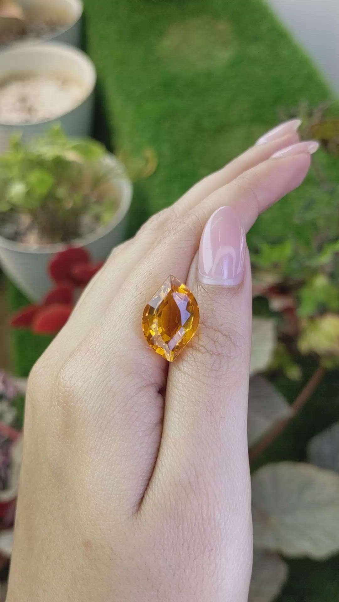 10.73 Ct. Yellowish Orange Citrine from Brazil Size Video