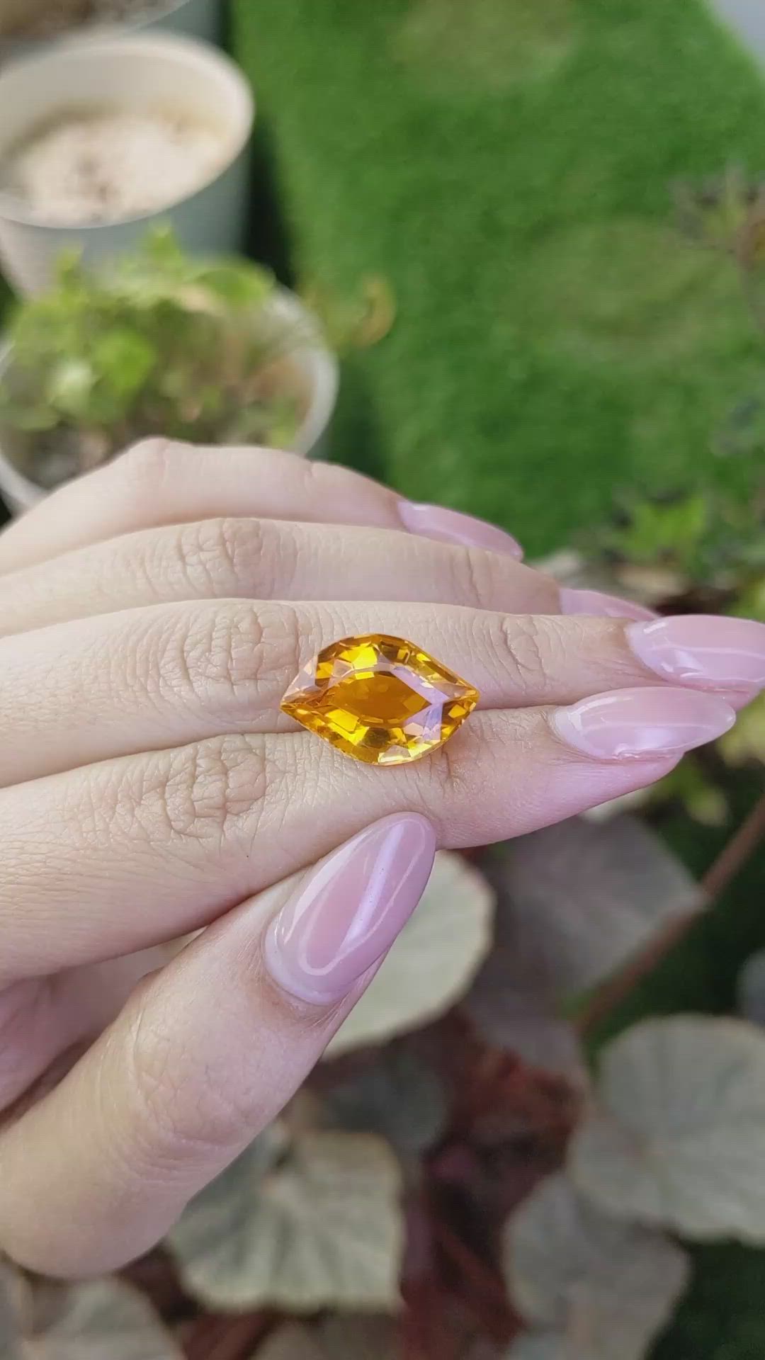 10.73 Ct. Yellowish Orange Citrine from Brazil Size Video