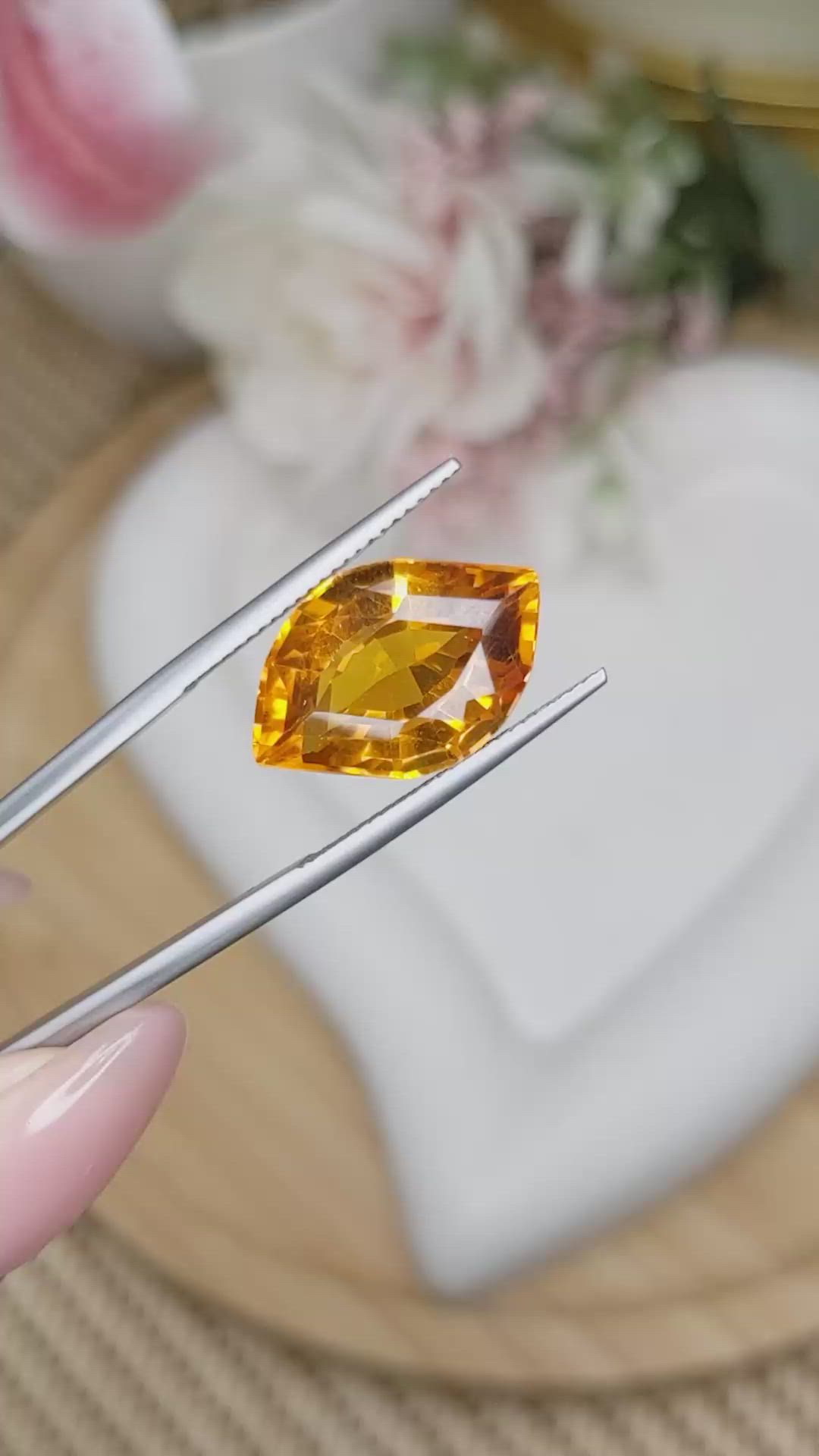 10.73 Ct. Yellowish Orange Citrine from Brazil Size Video
