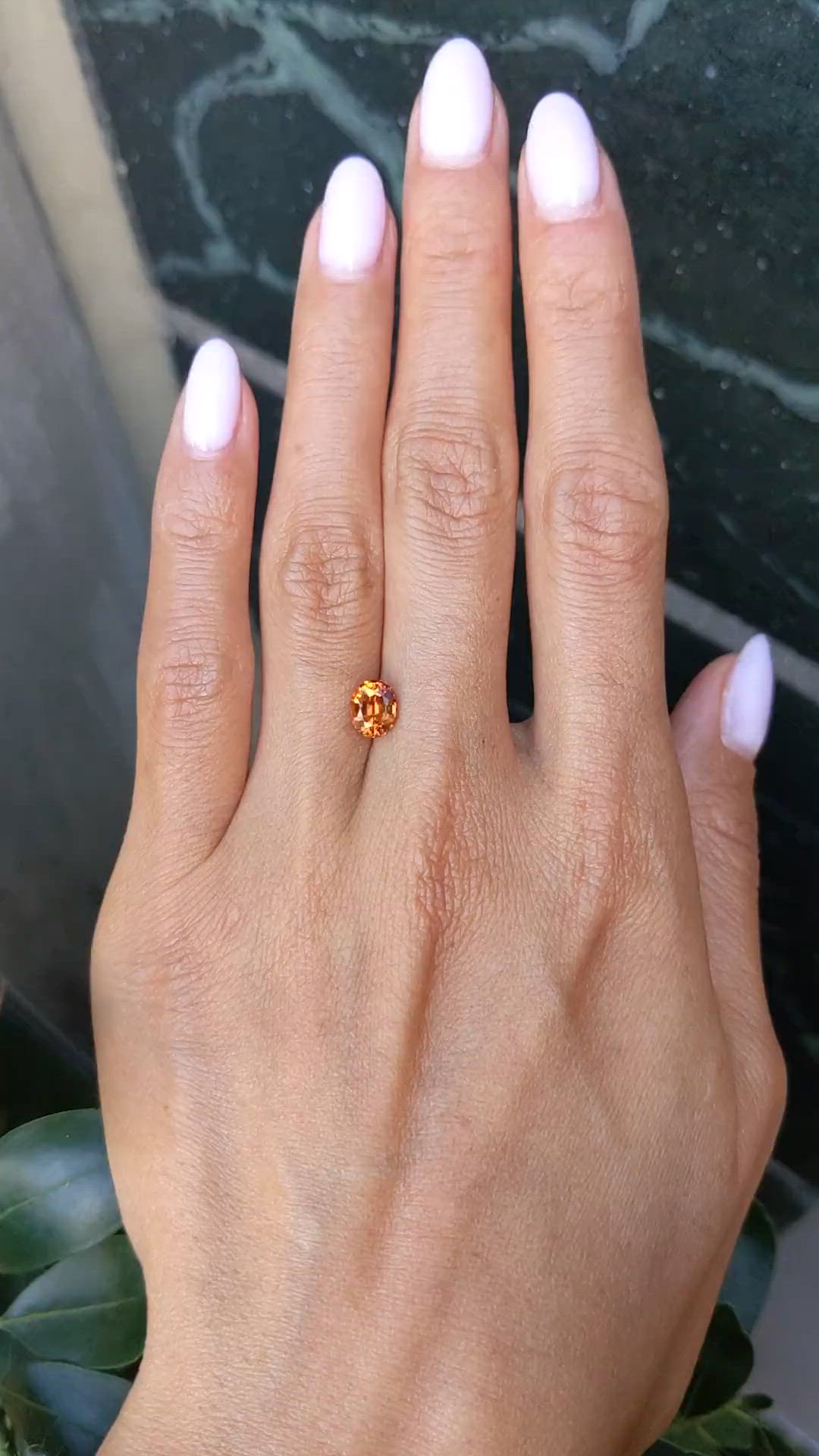 1.48 Ct. Orange Spessartite Garnet from Brazil Size Video