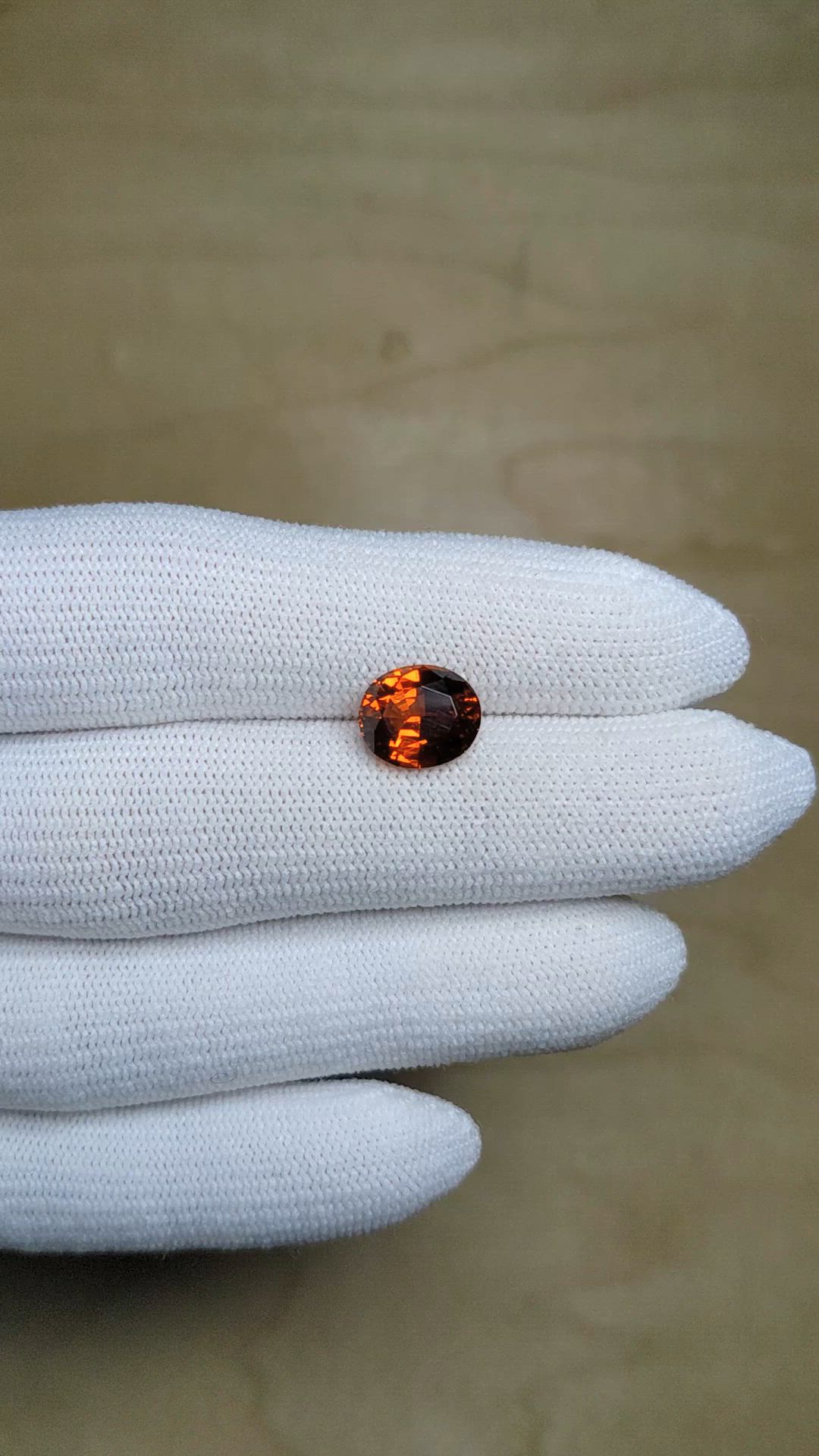 3.74 Ct. Orange Spessartite Garnet from Brazil Size Video
