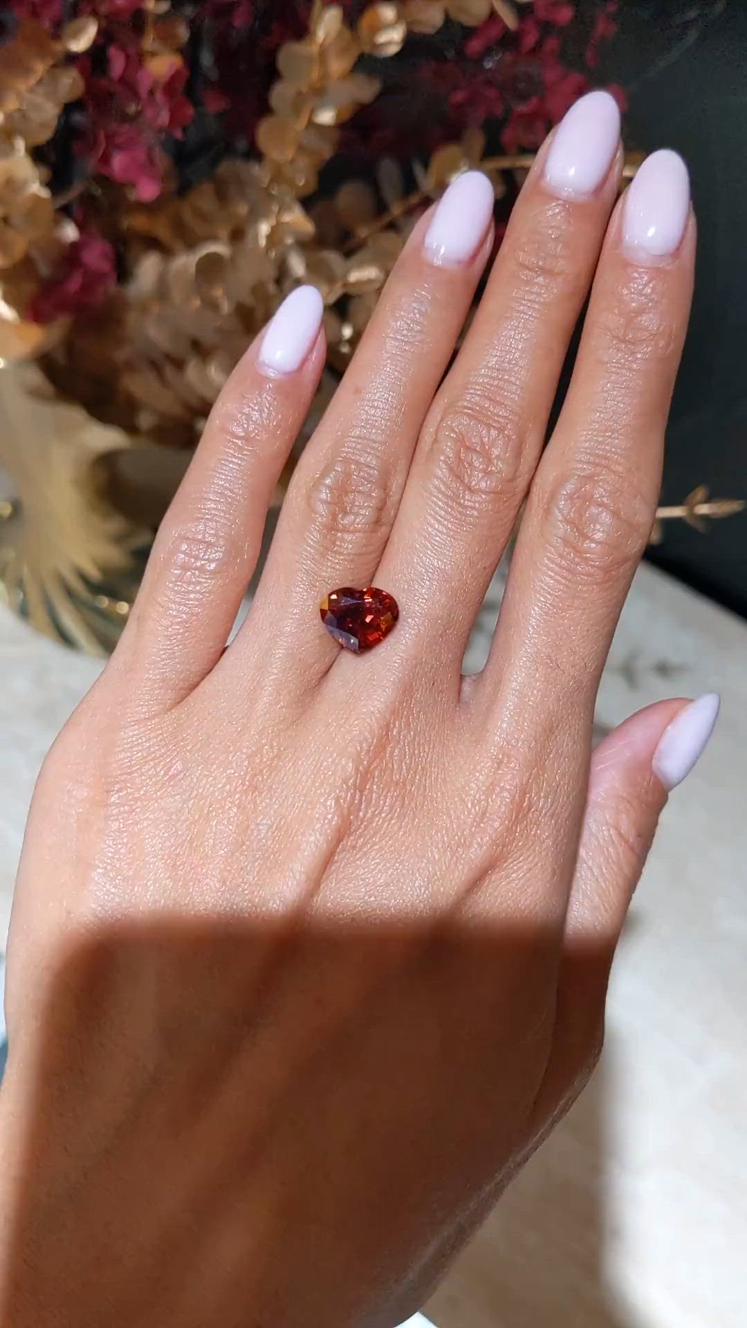 4.14 Ct. Reddish Orange Spessartite Garnet from Brazil Size Video