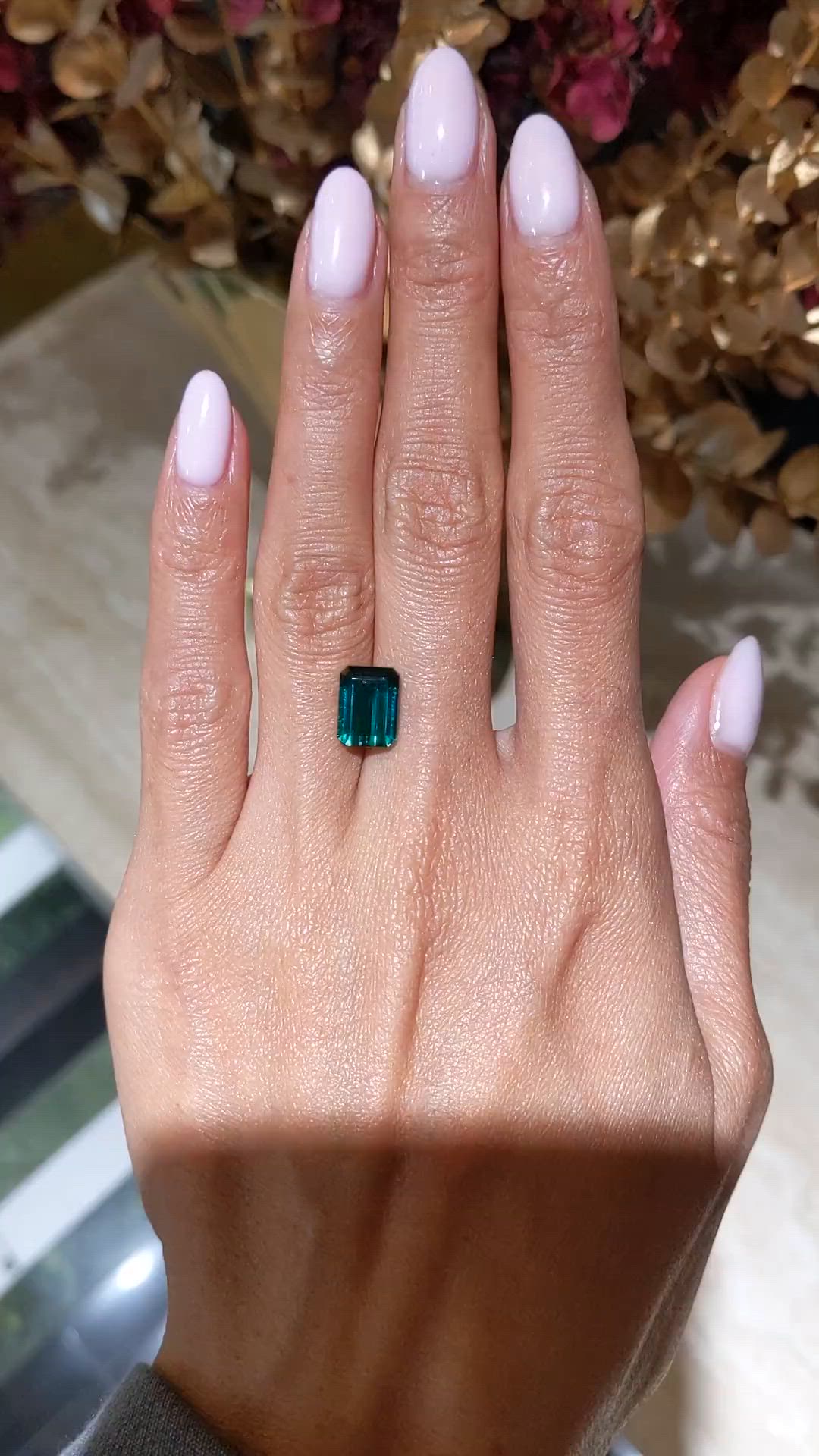 3.68 Ct. Bluish Green Tourmaline from Brazil Size Video