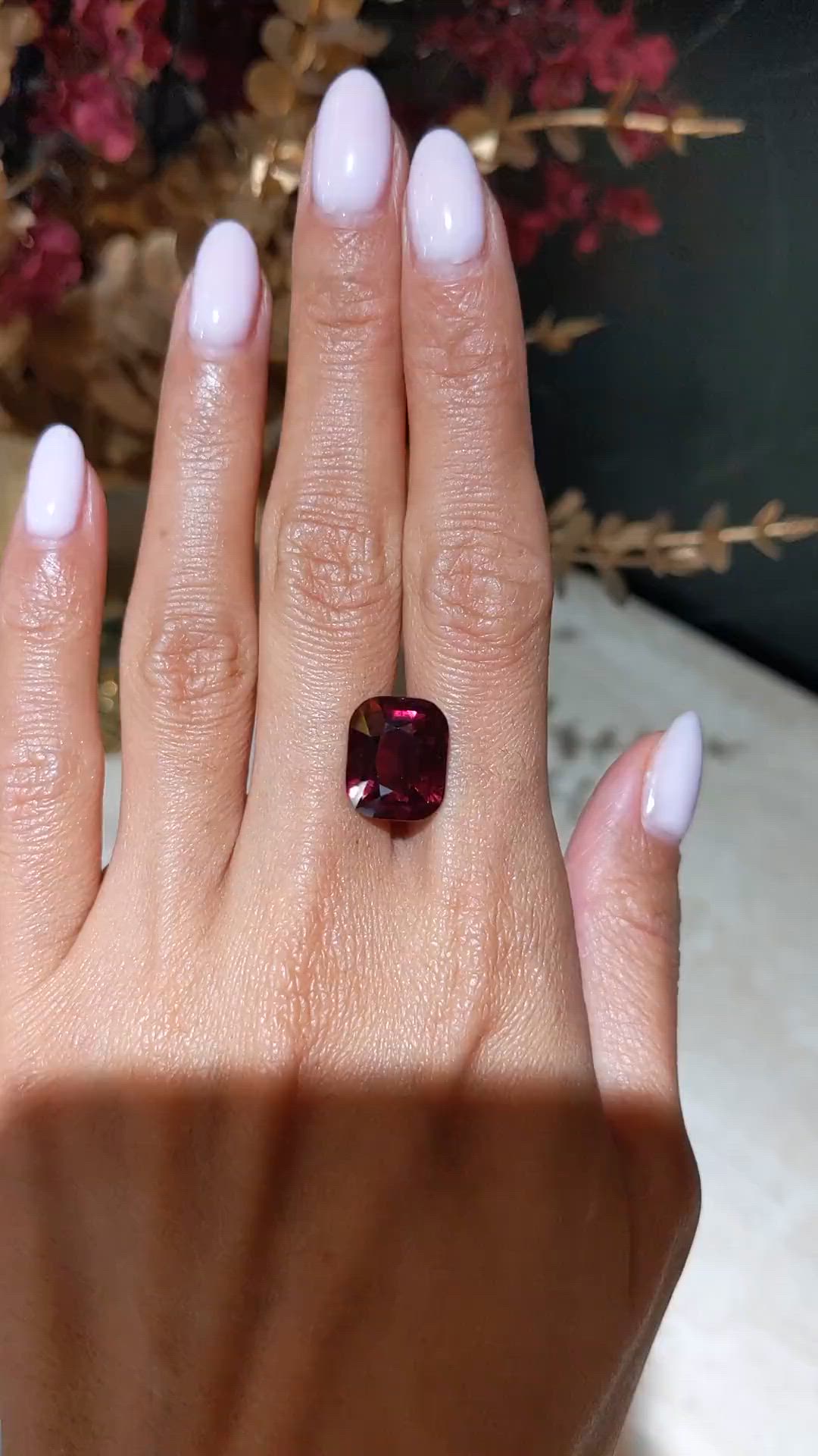 11.30 Ct. Purplish Red Garnet from Ceylon (Sri Lanka) Size Video