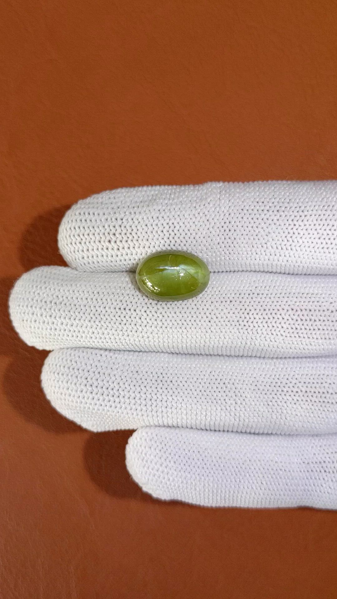 11.81 Ct. Yellowish Green Cabochon Chrysoberyl from Ceylon (Sri Lanka) Size Video