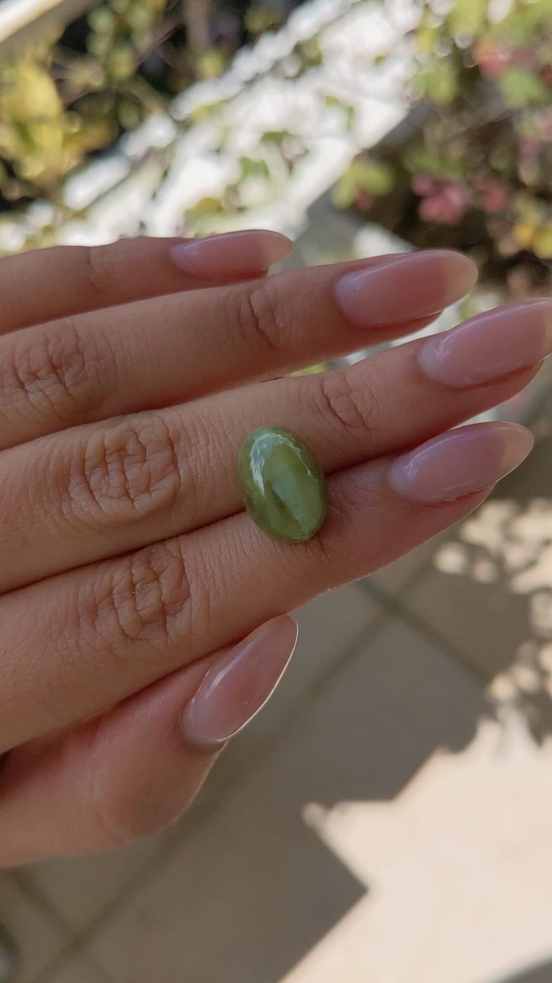 11.81 Ct. Yellowish Green Cabochon Chrysoberyl from Ceylon (Sri Lanka) Size Video