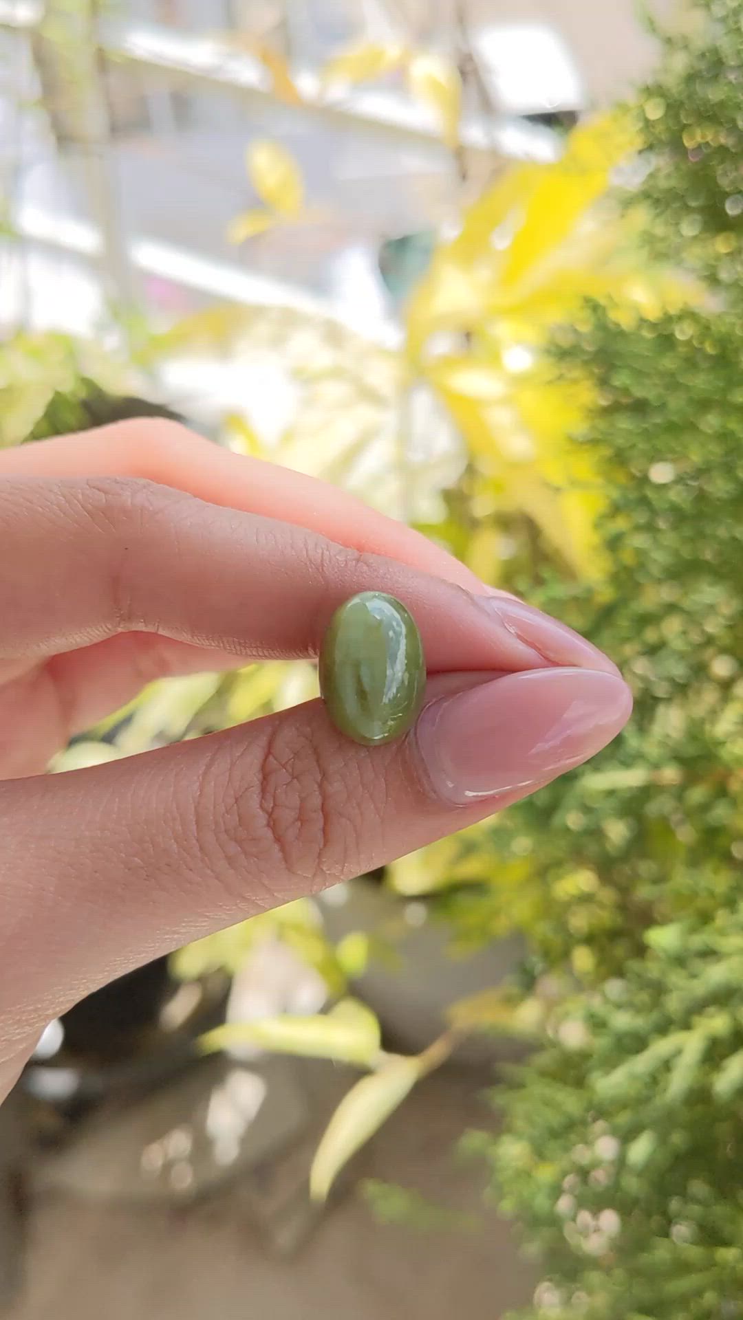 11.81 Ct. Yellowish Green Cabochon Chrysoberyl from Ceylon (Sri Lanka) Size Video