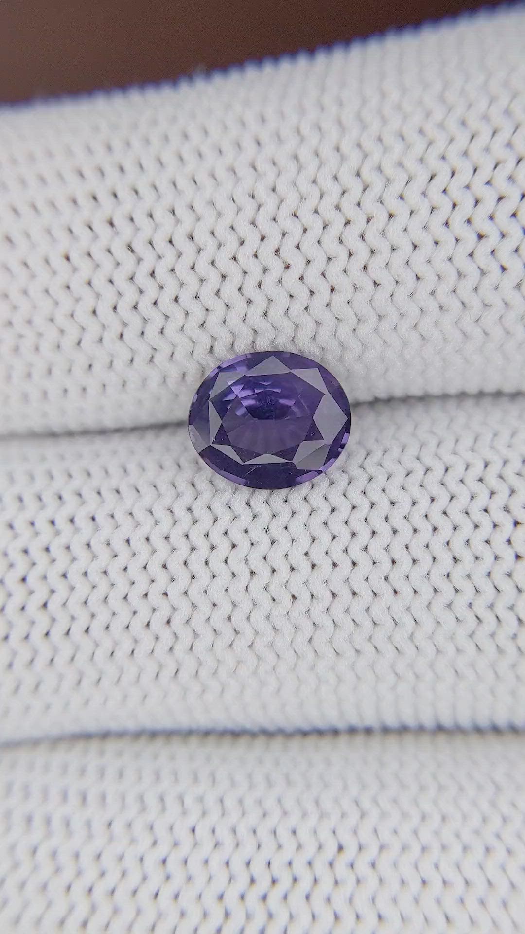 1.38 Ct. Bluish Purple Spinel from Ceylon (Sri Lanka) Size Video