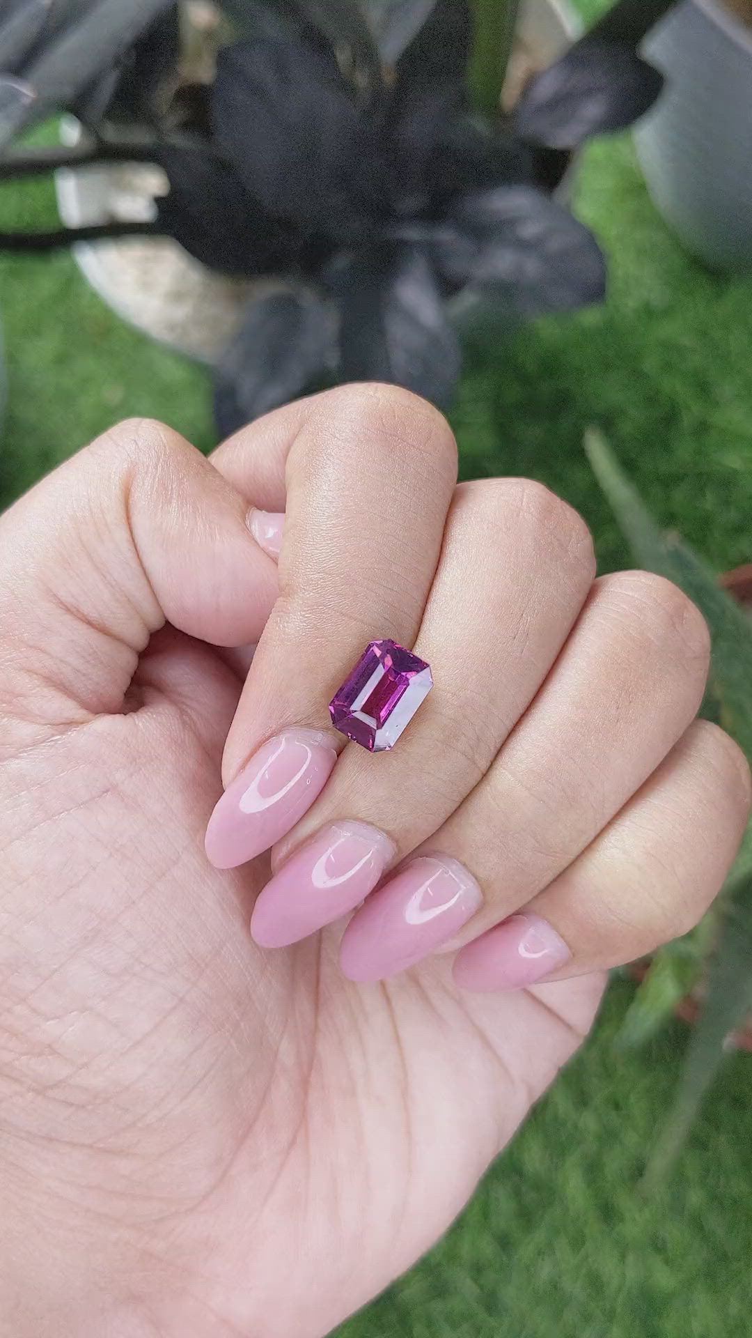 3.54 Ct. Pinkish Purple Garnet from Ceylon (Sri Lanka) Size Video