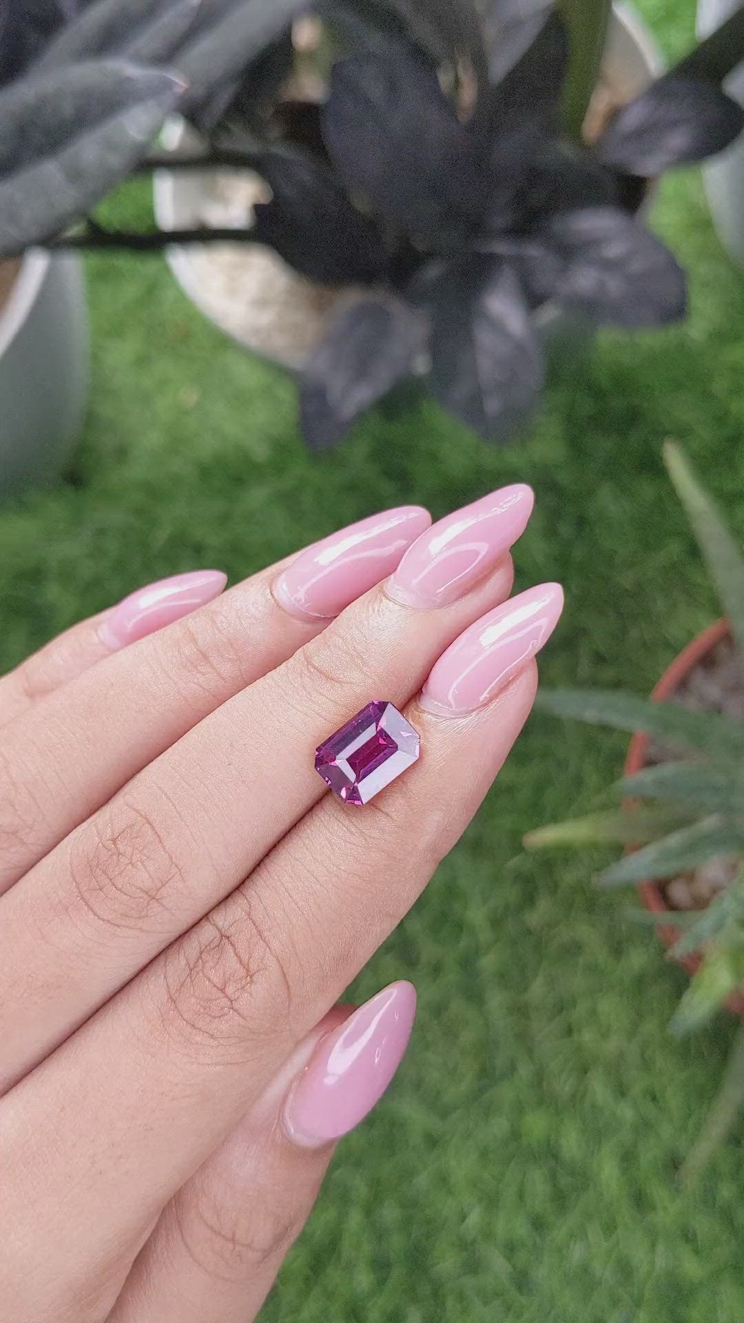 3.54 Ct. Pinkish Purple Garnet from Ceylon (Sri Lanka) Size Video