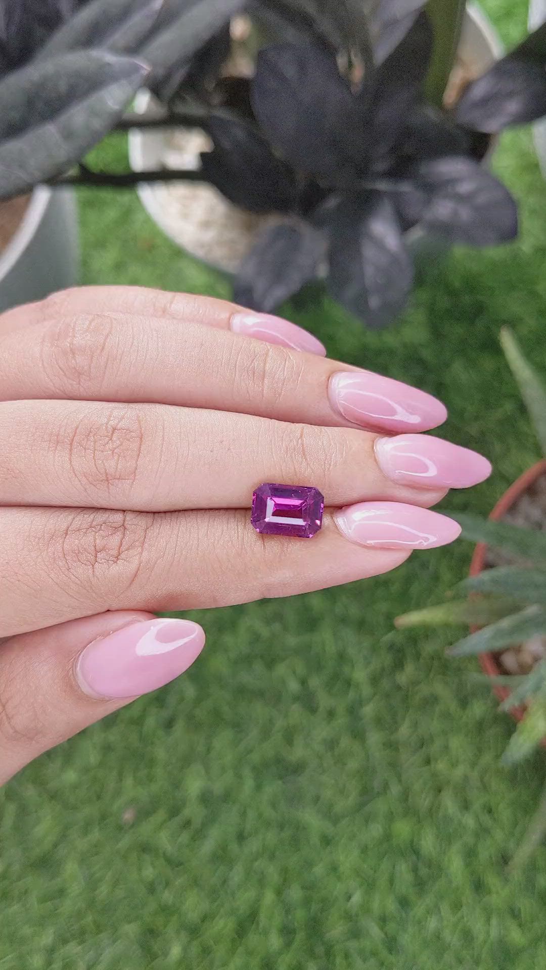3.54 Ct. Pinkish Purple Garnet from Ceylon (Sri Lanka) Size Video