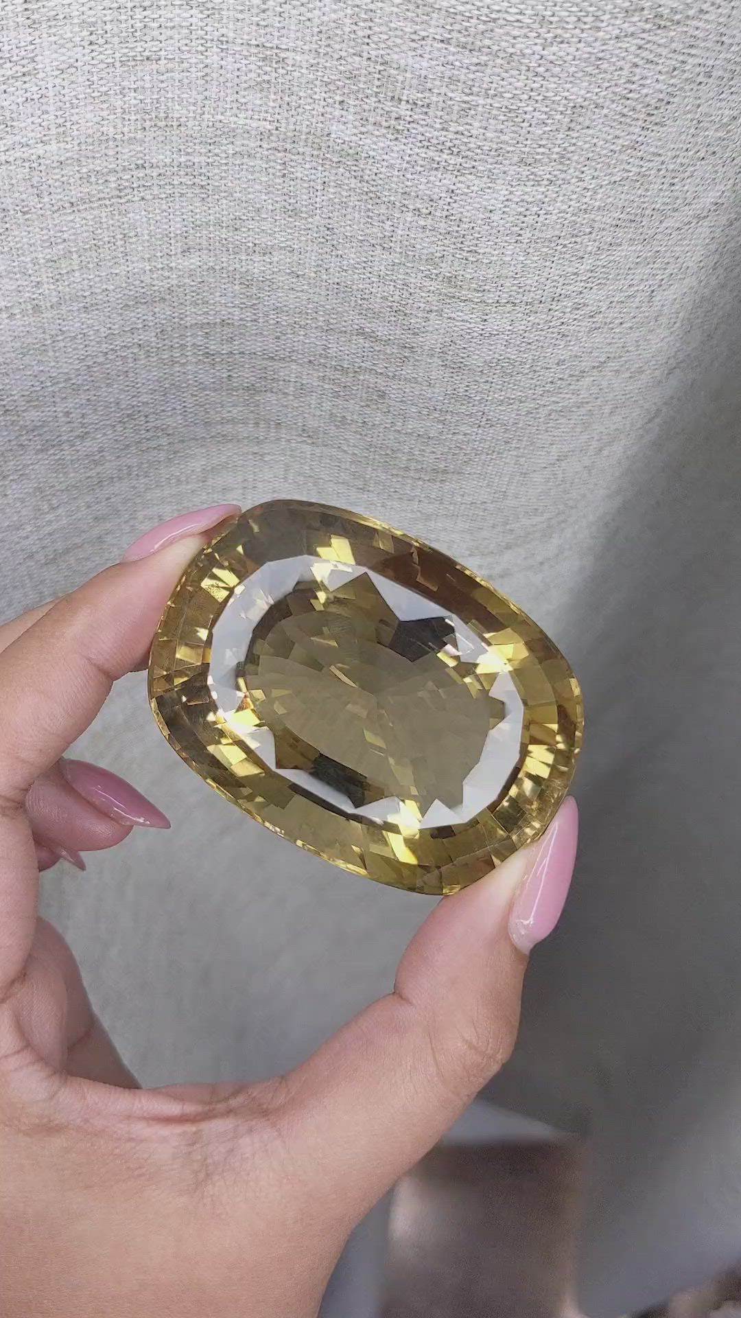 458.50 Ct. Golden Citrine from Ceylon (Sri Lanka) Size Video