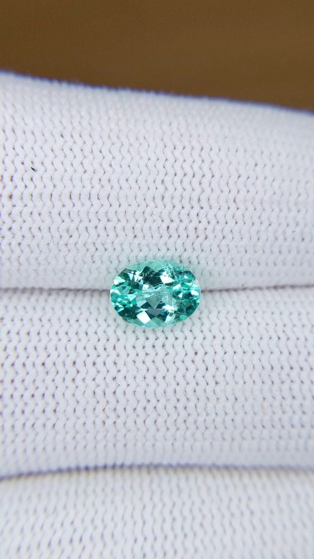 1.17 Ct. Greenish Blue Paraiba Tourmaline from Mozambique Size Video