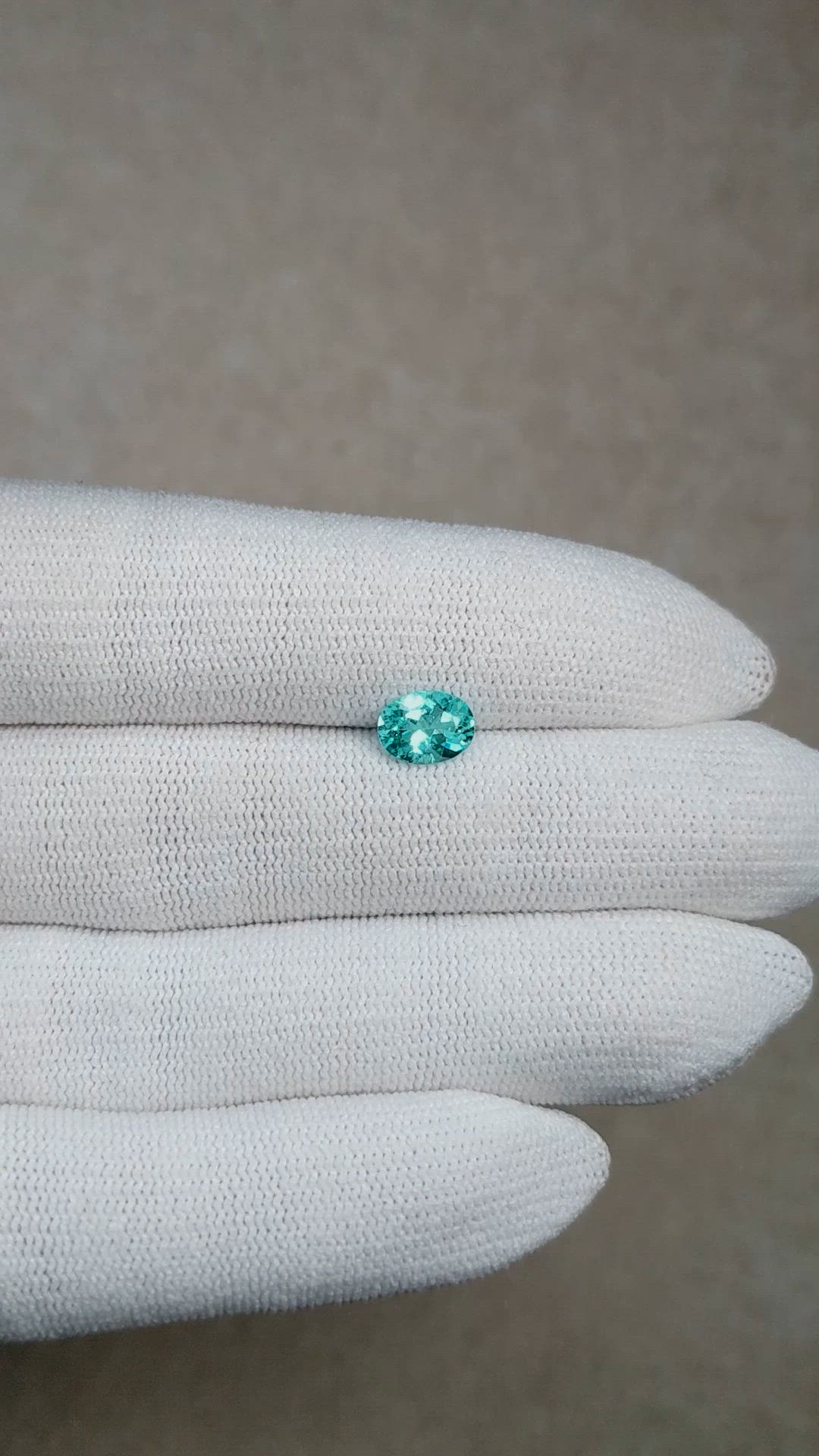 0.97 Ct. Greenish Blue Paraiba Tourmaline from Mozambique Size Video