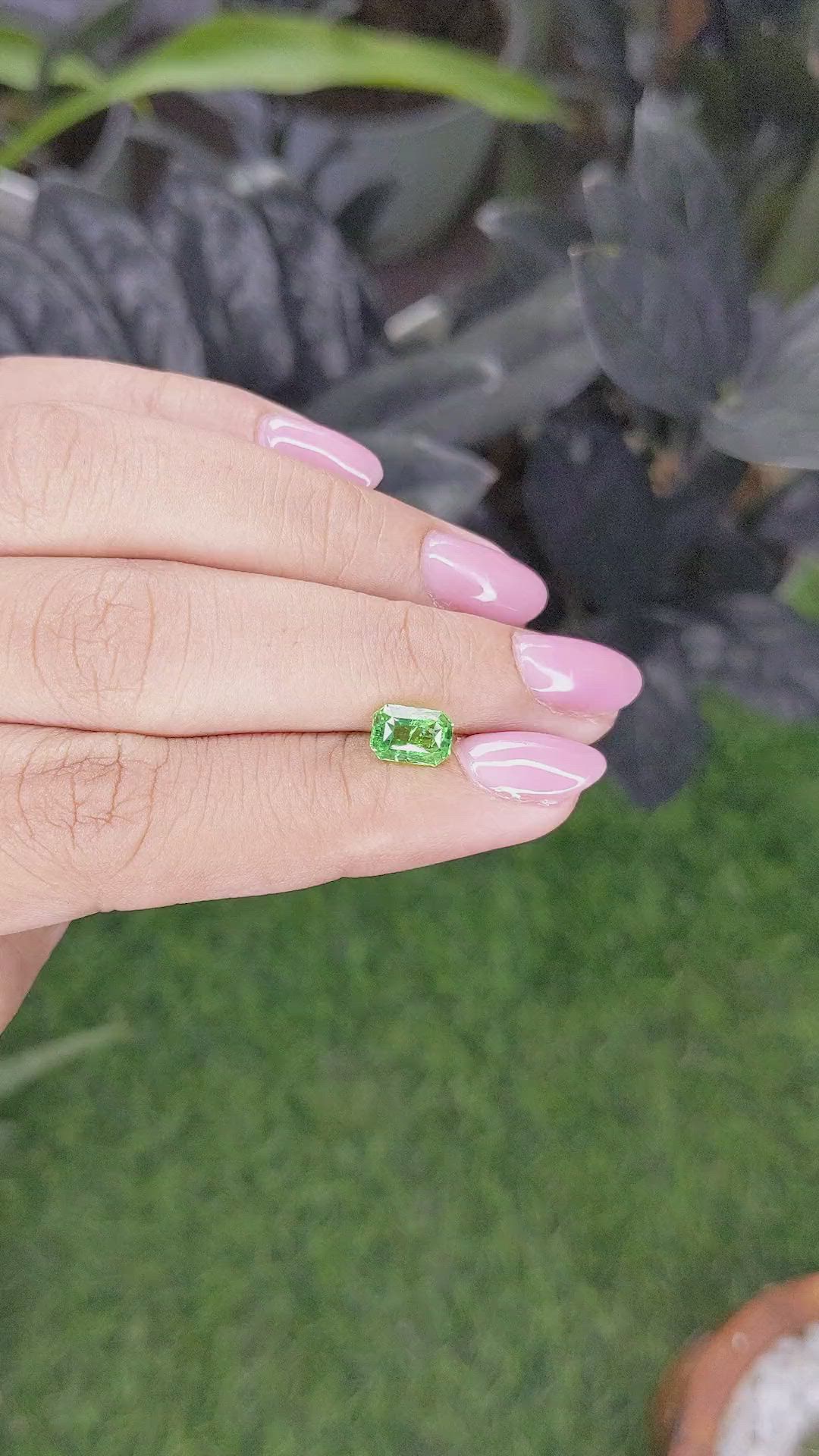1.25 Ct. Tsavorite Garnet from Tanzania Size Video