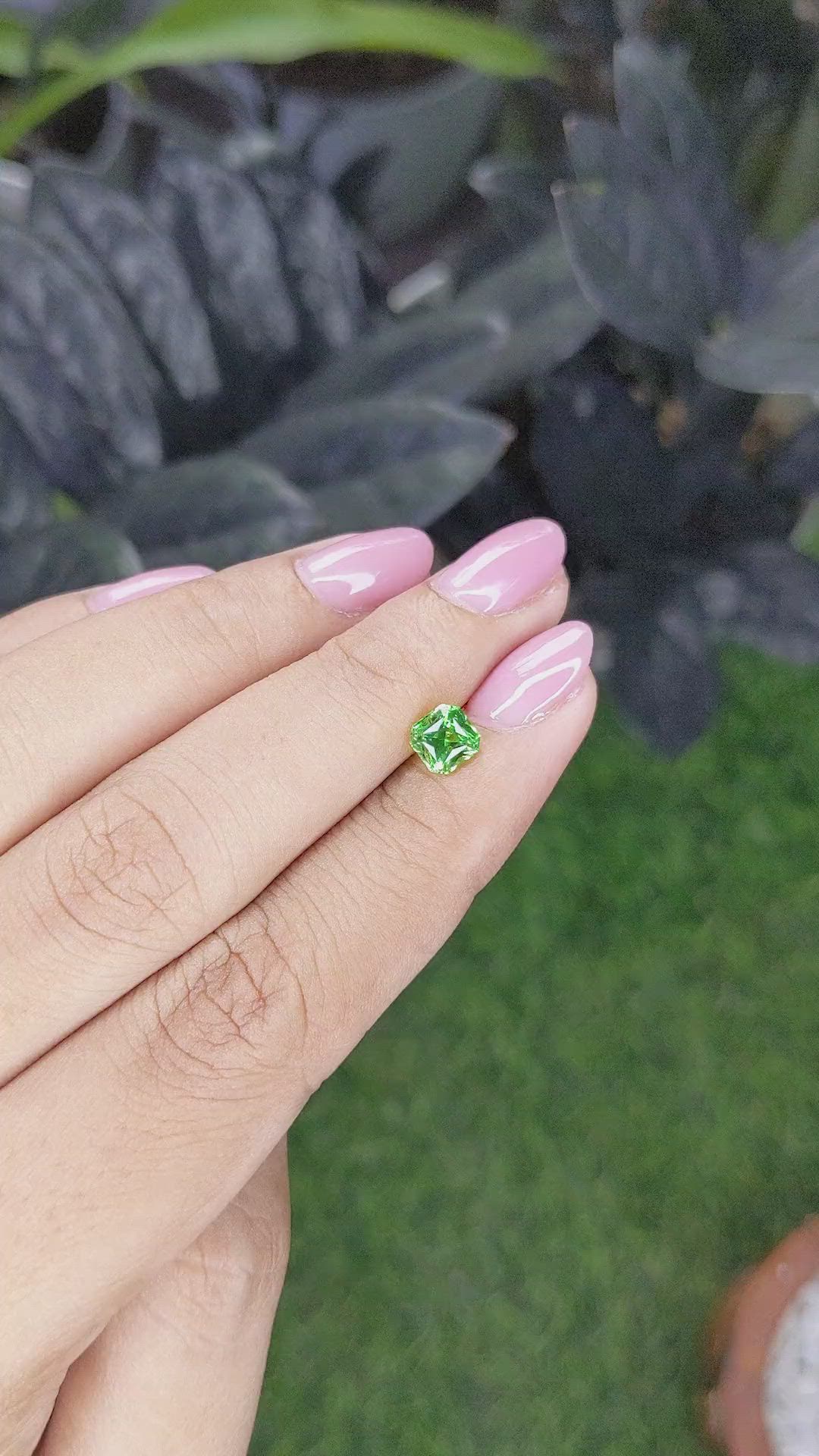 0.89 Ct. Tsavorite Garnet from Tanzania Size Video