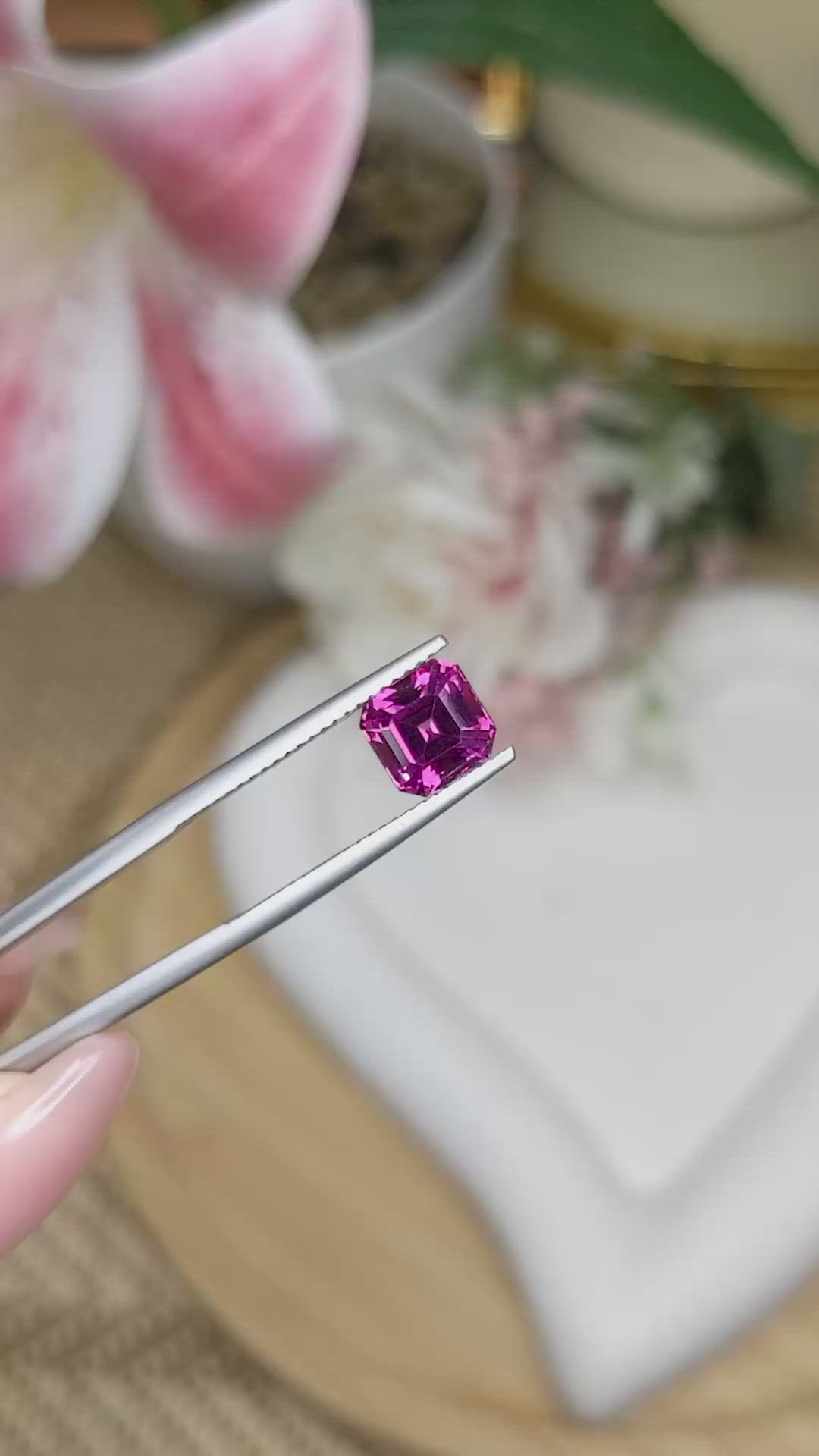 2.12 Ct. Purplish Pink Rhodolite Garnet from Ceylon (Sri Lanka) Size Video