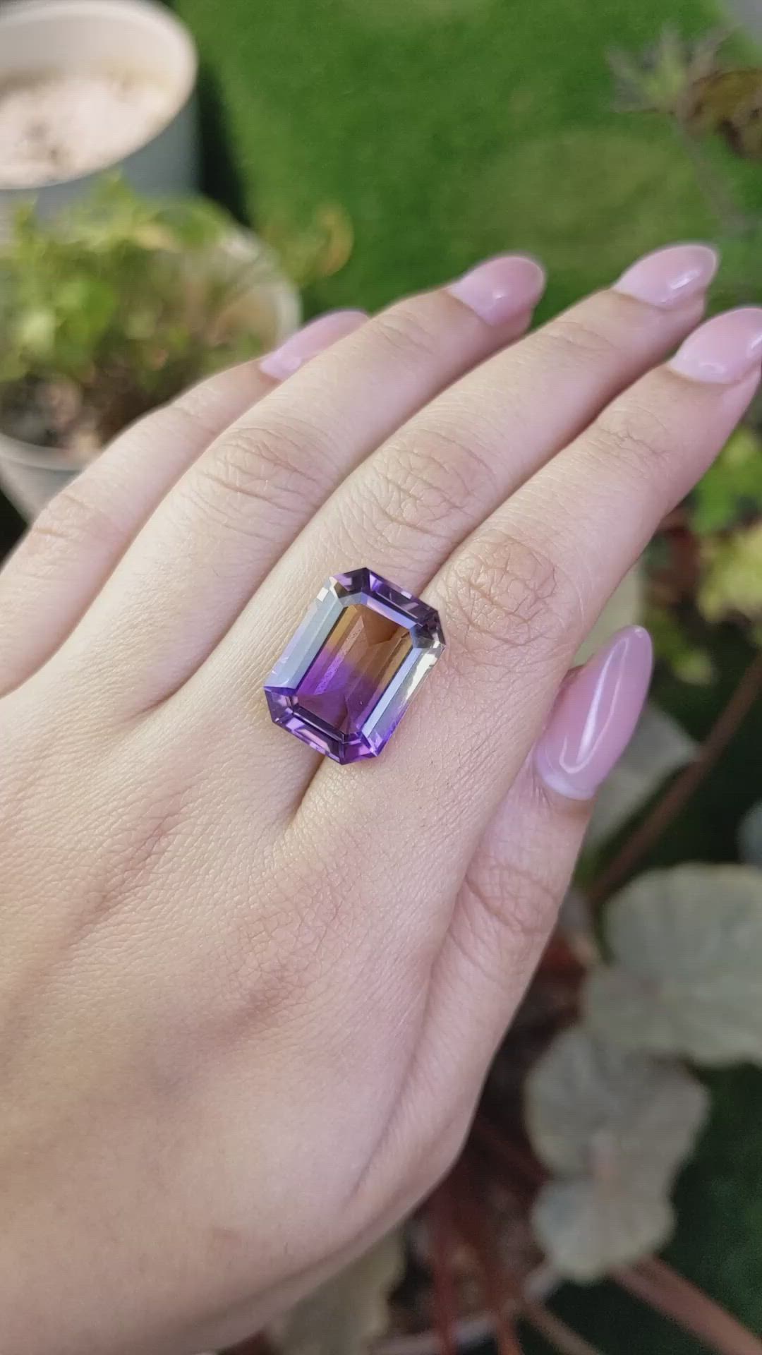 15.13 Ct. Bi Color Ametrine from Ceylon (Sri Lanka) Size Video