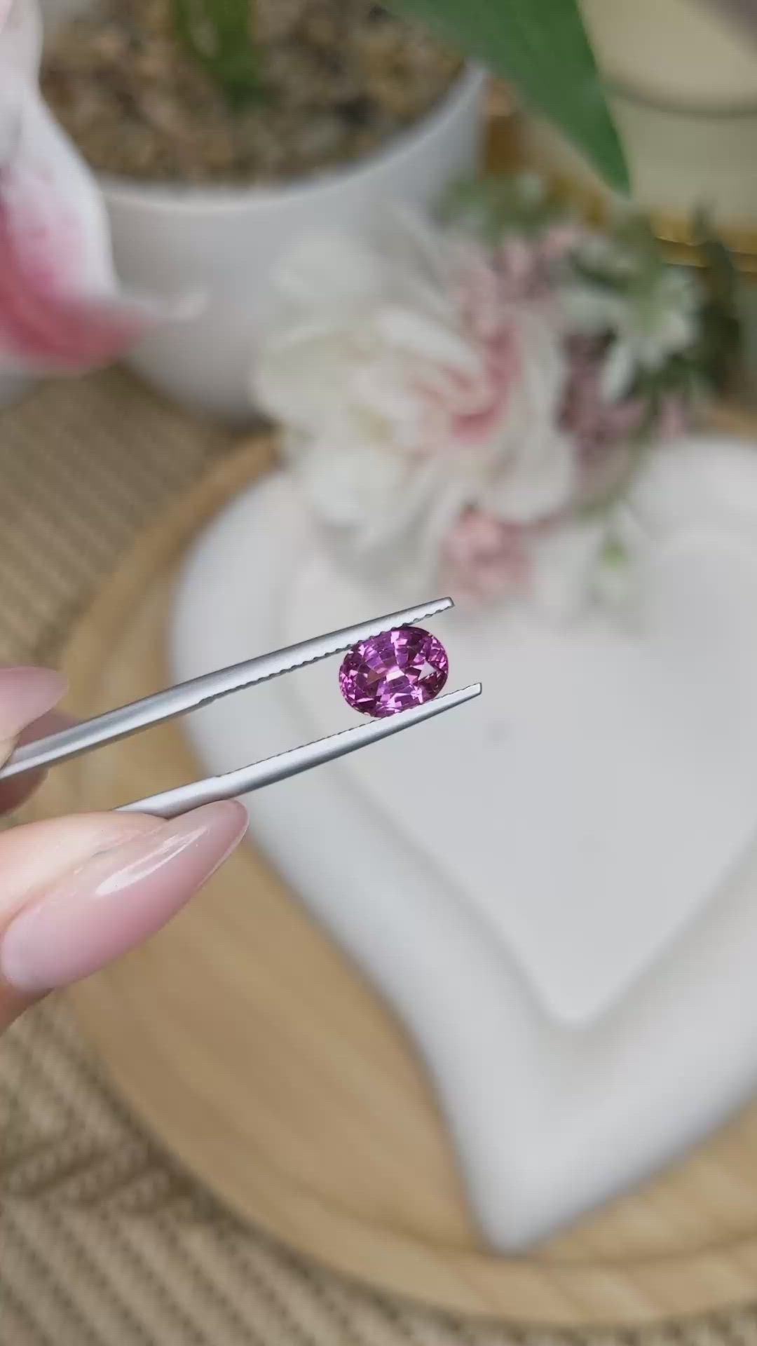 1.74 Ct. Purplish Pink Rhodolite Garnet from Ceylon (Sri Lanka) Size Video