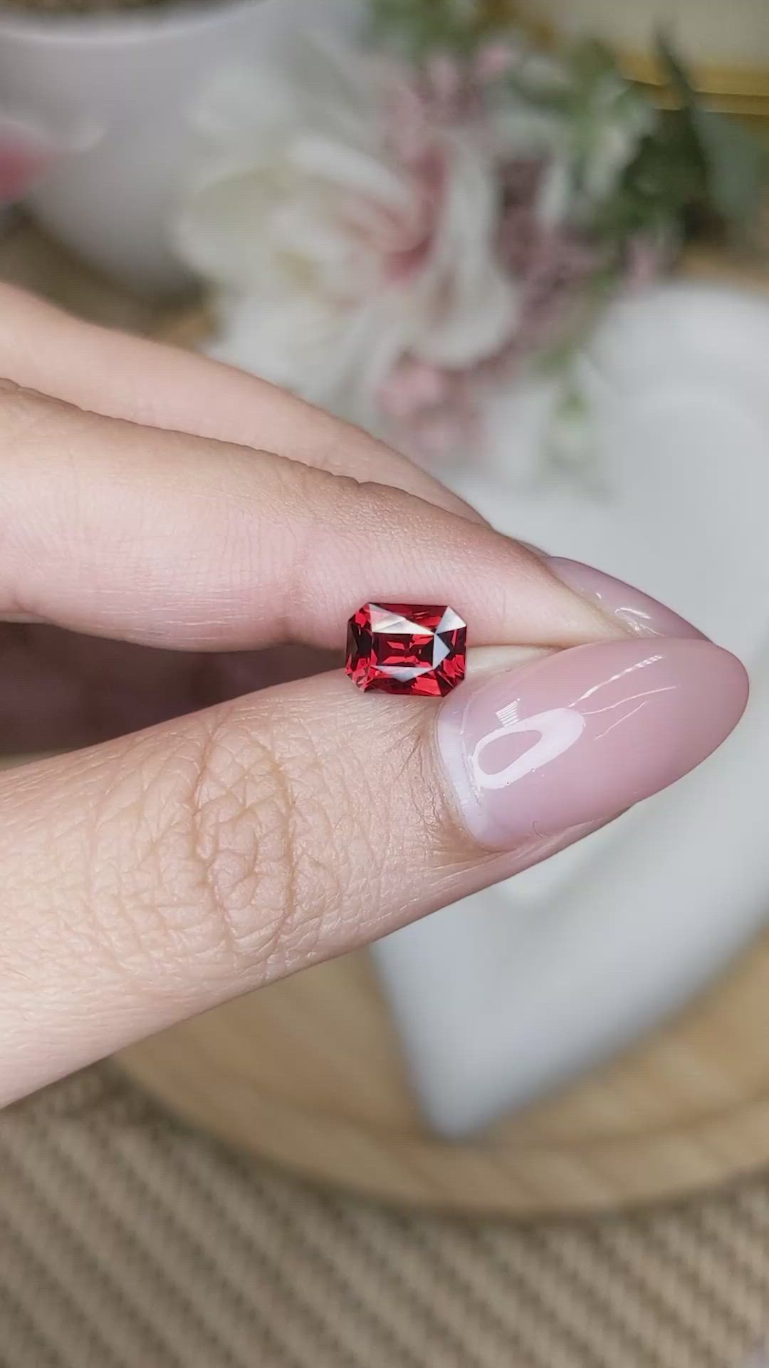 1.67 Ct. Orangish Red Garnet from Ceylon (Sri Lanka) Size Video