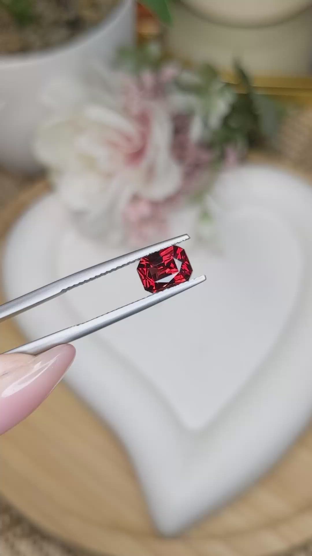 1.67 Ct. Orangish Red Garnet from Ceylon (Sri Lanka) Size Video