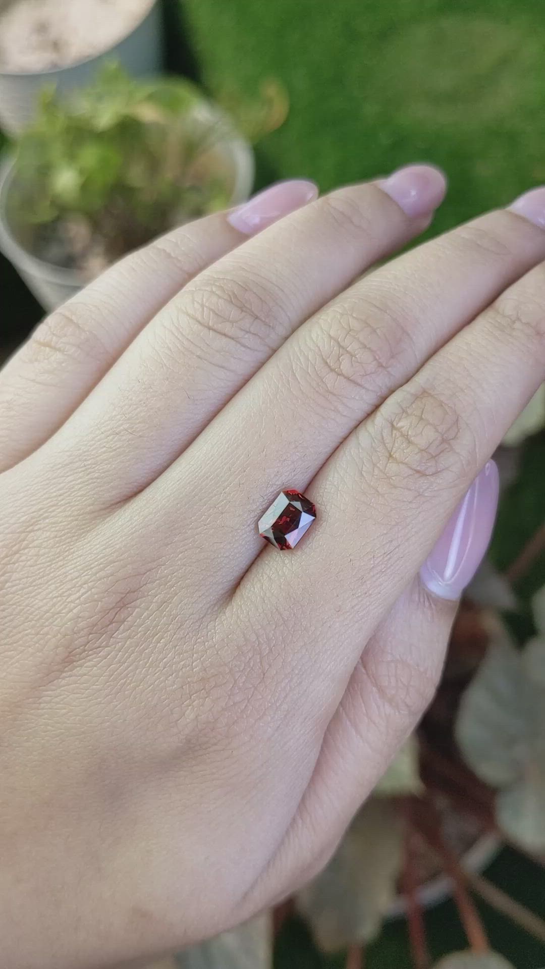 1.67 Ct. Orangish Red Garnet from Ceylon (Sri Lanka) Size Video