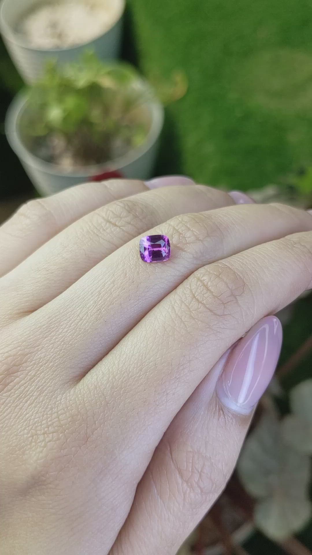 1.11 Ct. Pinkish Purple Rhodolite Garnet from Ceylon (Sri Lanka) Size Video