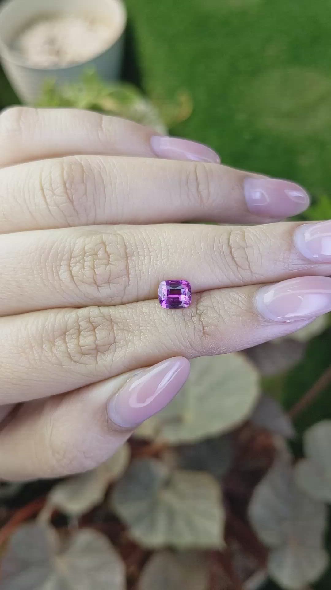 1.11 Ct. Pinkish Purple Rhodolite Garnet from Ceylon (Sri Lanka) Size Video