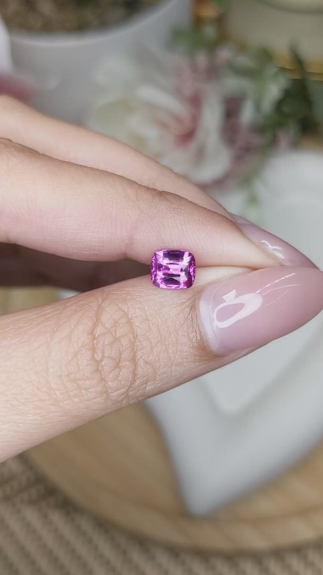1.11 Ct. Pinkish Purple Rhodolite Garnet from Ceylon (Sri Lanka) Size Video