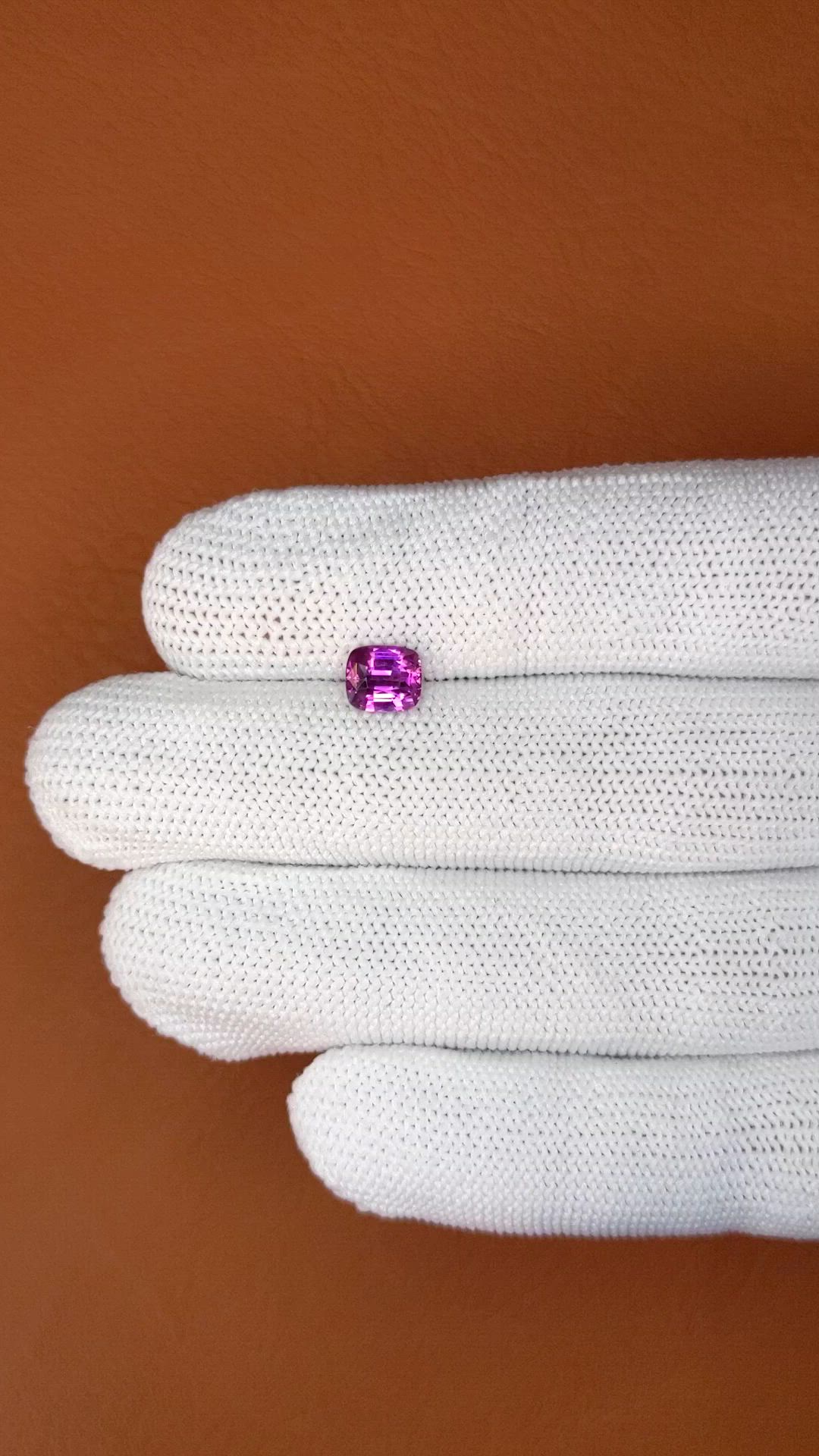 1.11 Ct. Pinkish Purple Rhodolite Garnet from Ceylon (Sri Lanka) Size Video