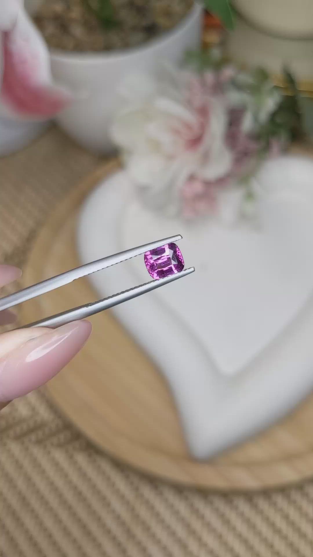 1.11 Ct. Pinkish Purple Rhodolite Garnet from Ceylon (Sri Lanka) Size Video
