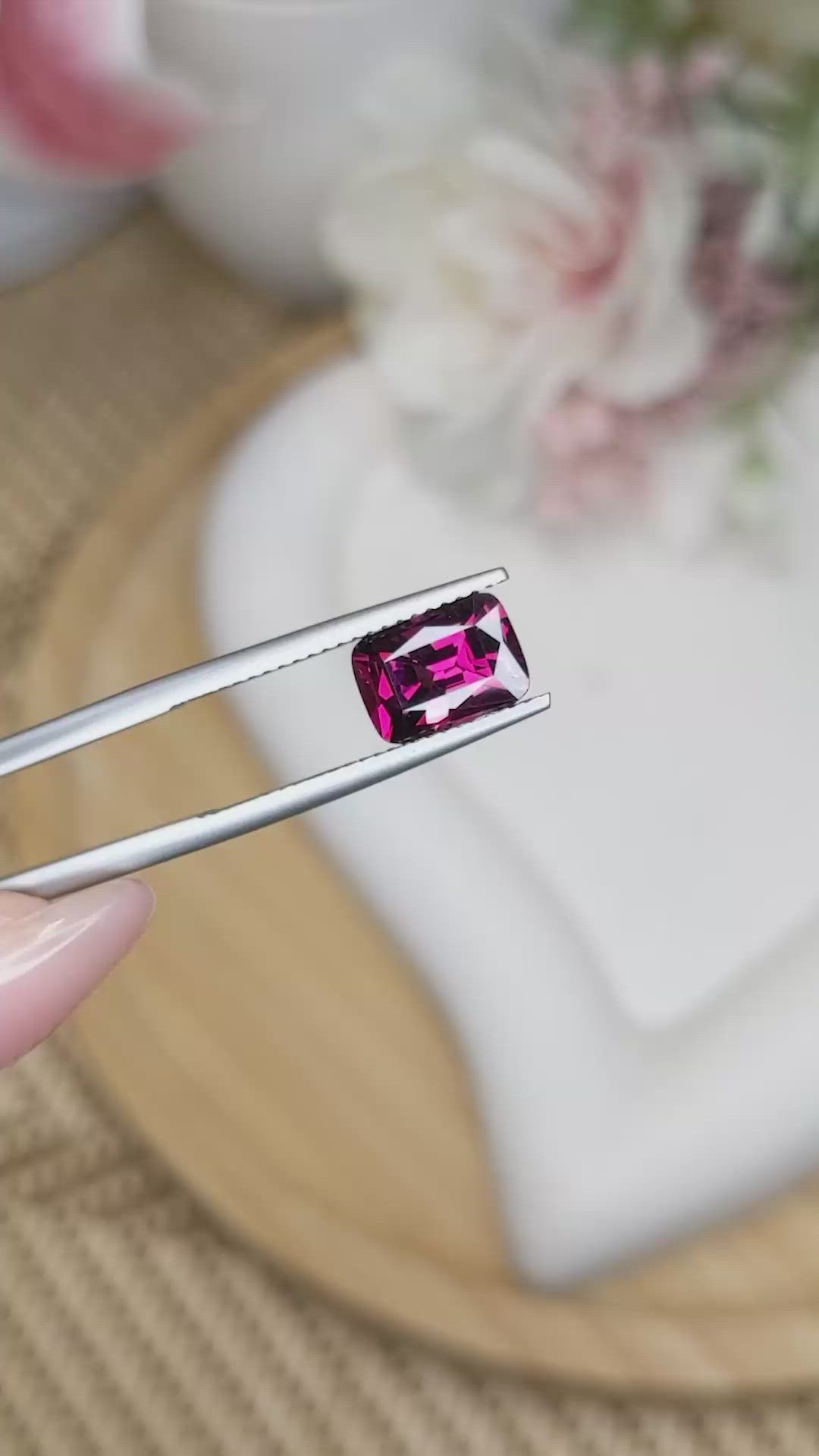 2.70 Ct. Purplish Pink Rhodolite Garnet from Ceylon (Sri Lanka) Size Video