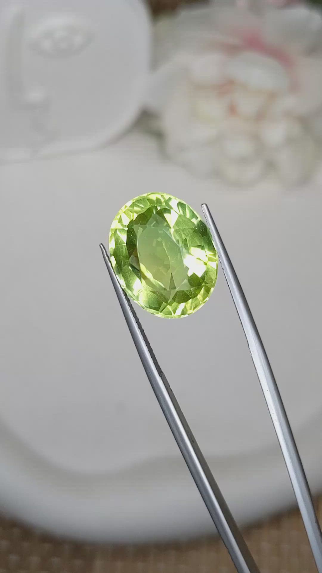 14.35 Ct. Yellowish Green Prasiolite from Brazil Size Video