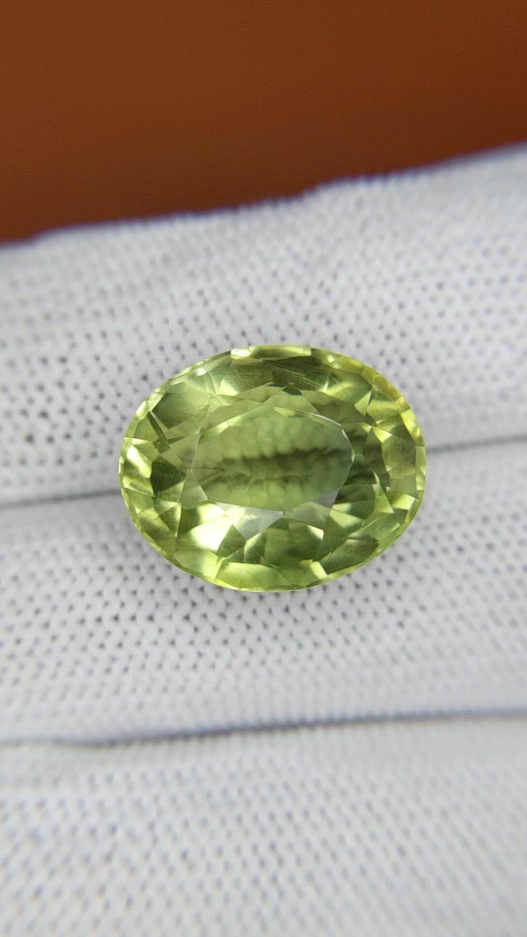 14.35 Ct. Yellowish Green Prasiolite from Brazil Size Video