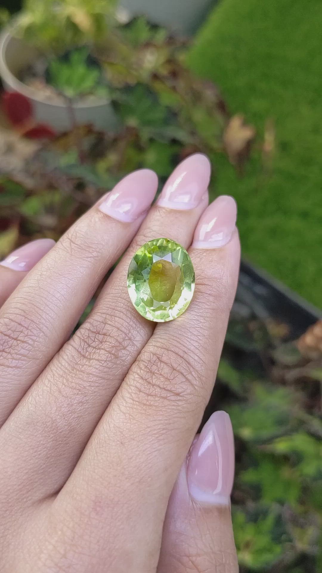 14.35 Ct. Yellowish Green Prasiolite from Brazil Size Video