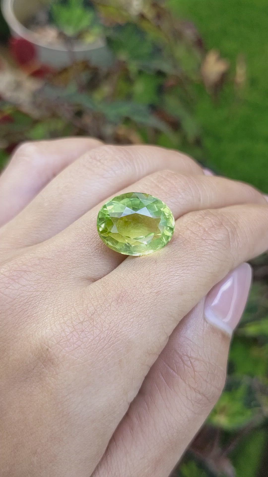 14.35 Ct. Yellowish Green Prasiolite from Brazil Size Video