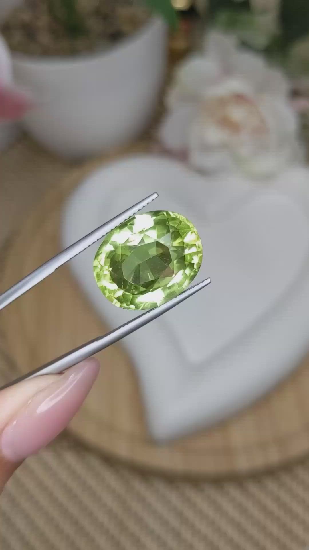 14.21 Ct. Yellowish Green Prasiolite from Brazil Size Video