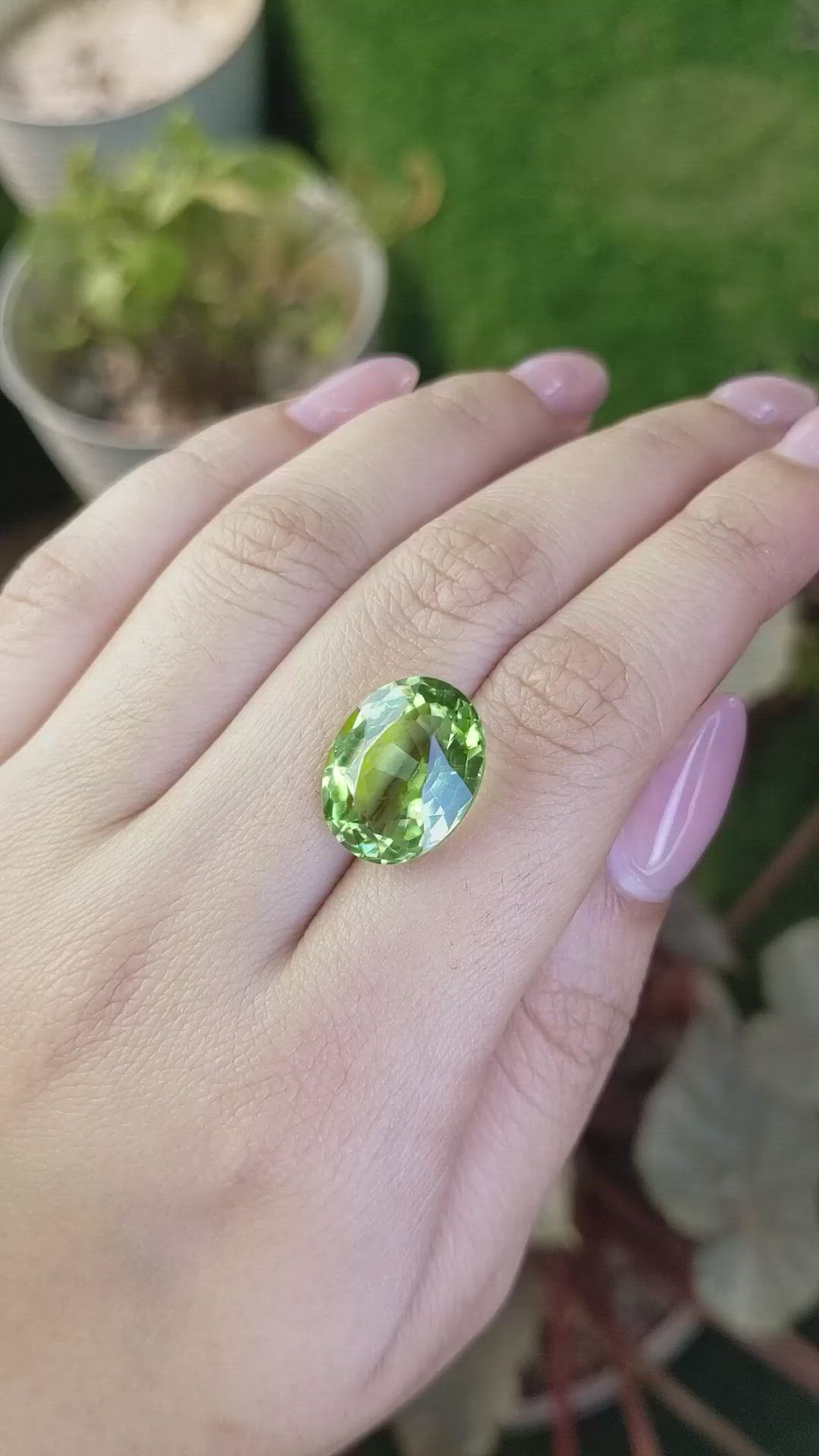 14.21 Ct. Yellowish Green Prasiolite from Brazil Size Video
