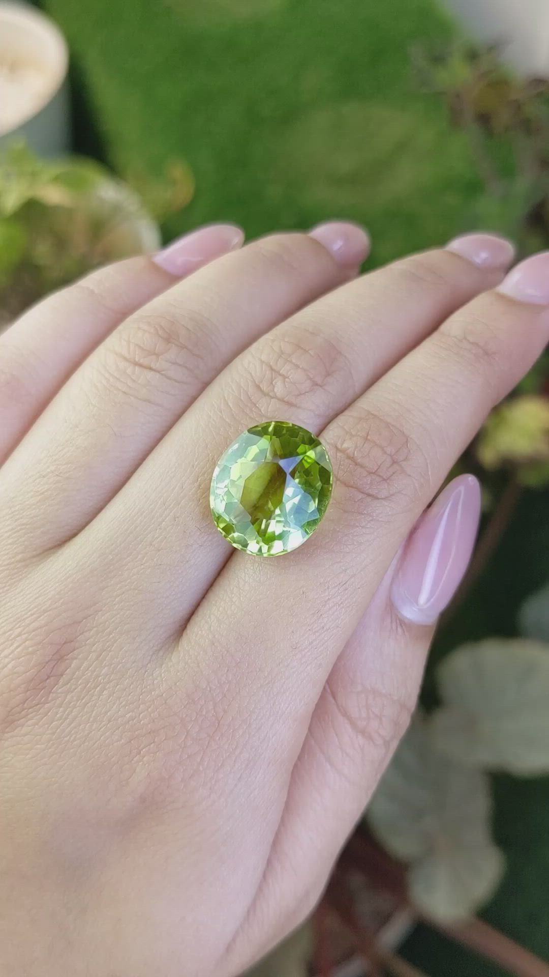 13.02 Ct. Yellowish Green Prasiolite from Brazil Size Video