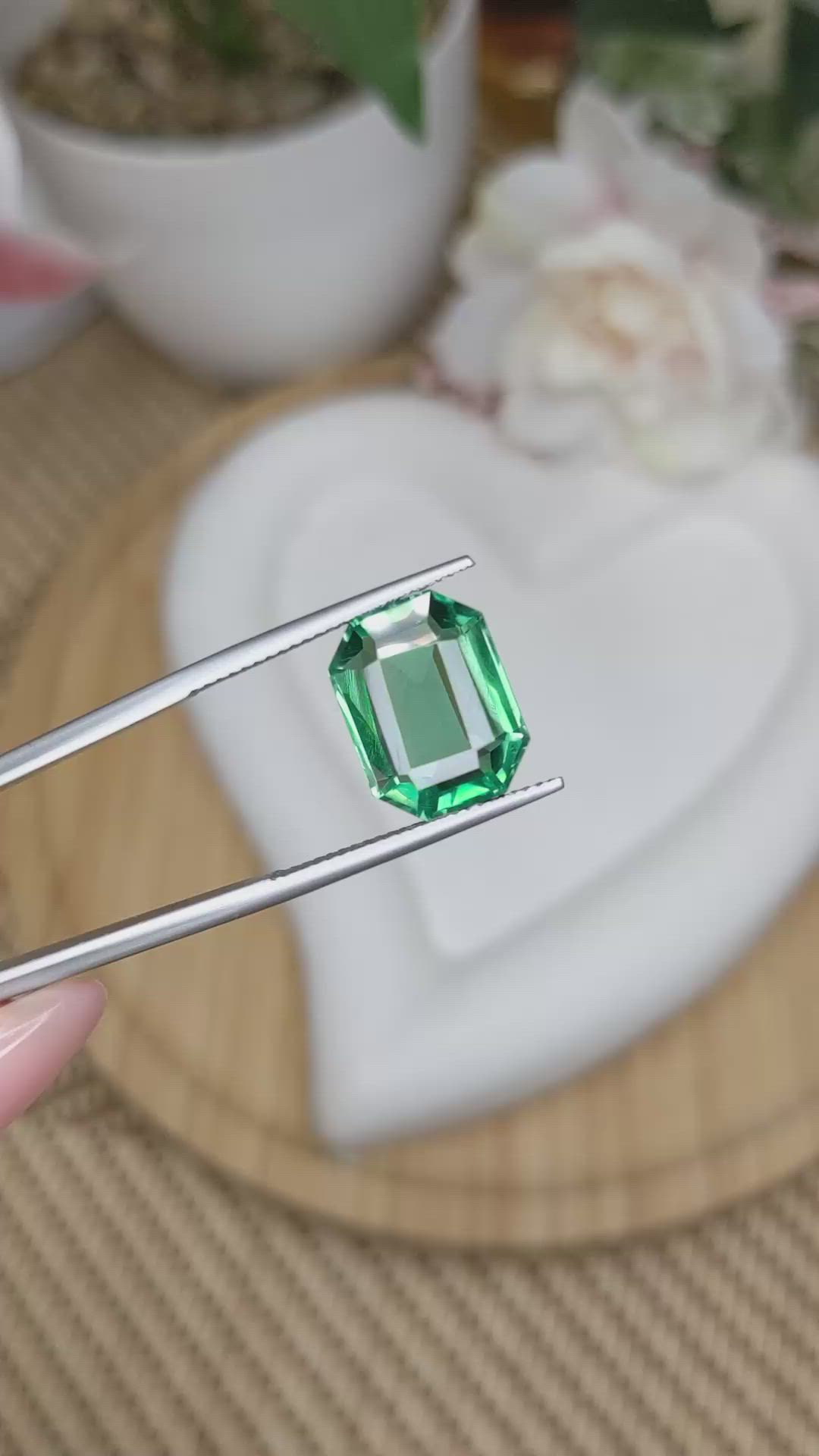 7.53 Ct. Bluish Green Prasiolite from Brazil Size Video