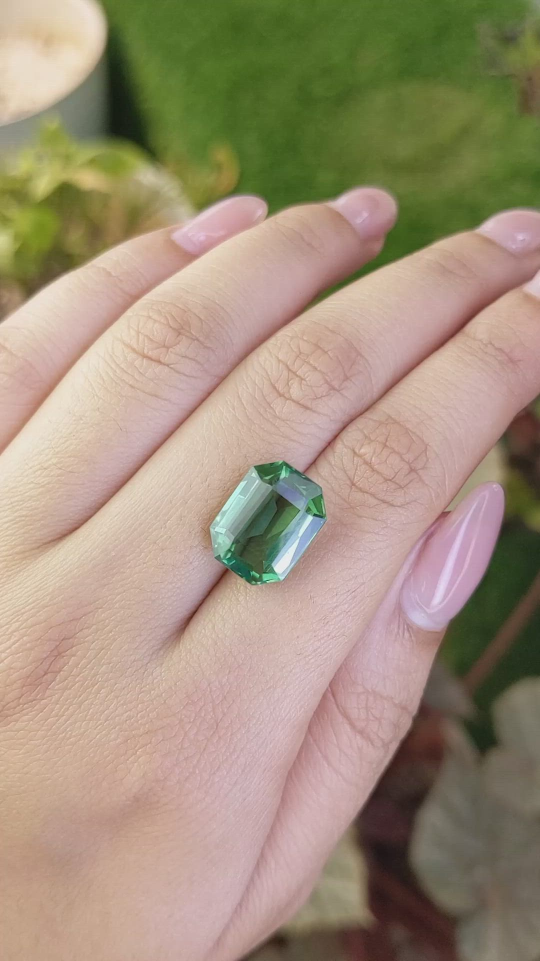 7.53 Ct. Bluish Green Prasiolite from Brazil Size Video