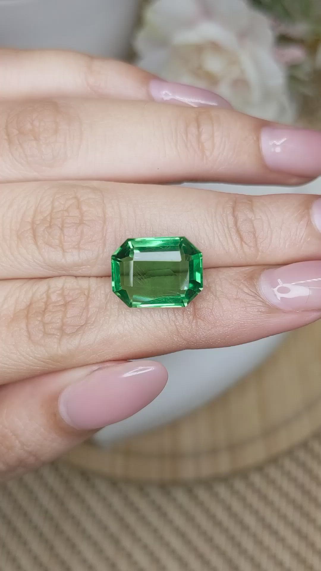 7.53 Ct. Bluish Green Prasiolite from Brazil Size Video