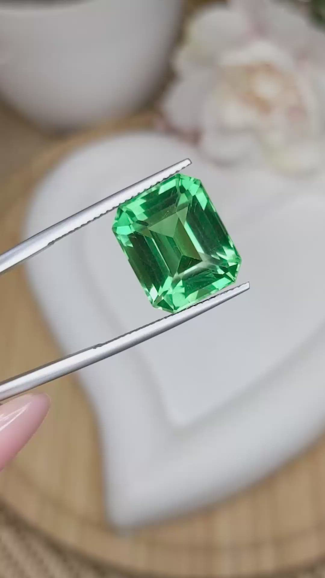 11.12 Ct. Green Prasiolite from Brazil Size Video