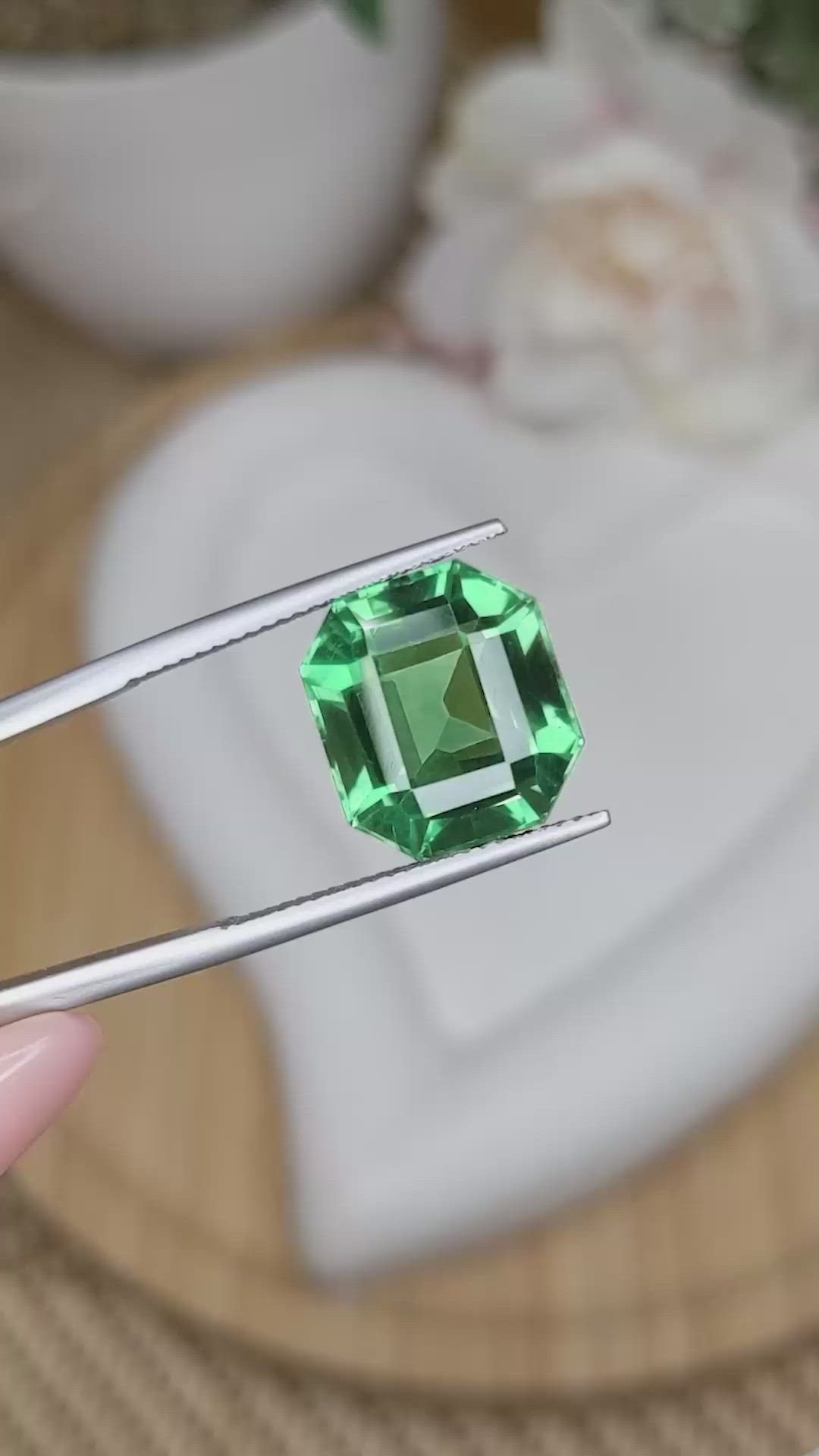 10.92 Ct. Bluish Green Prasiolite from Brazil Size Video