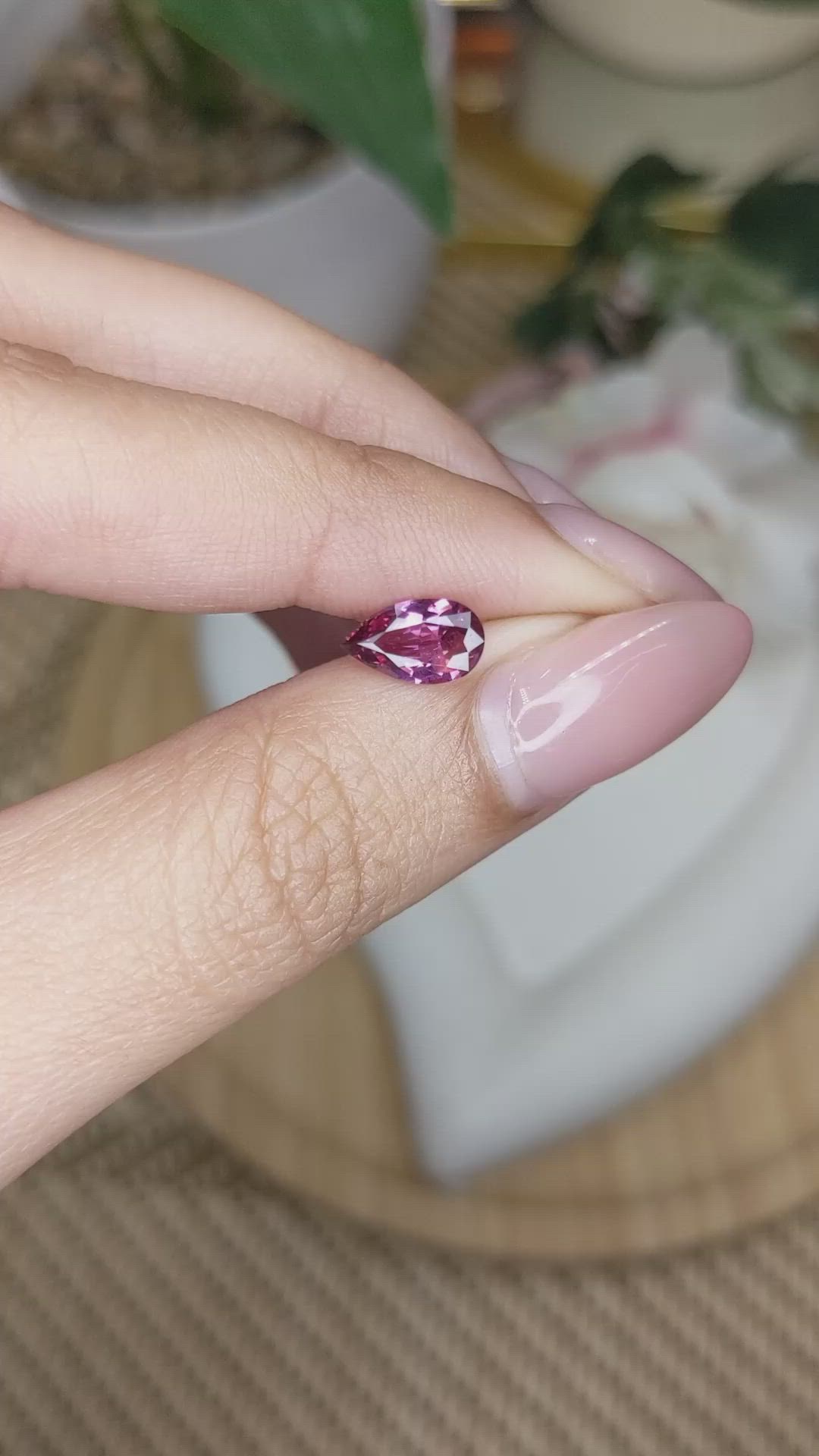 1.10 Ct. Purplish Pink Garnet from Ceylon (Sri Lanka) Size Video