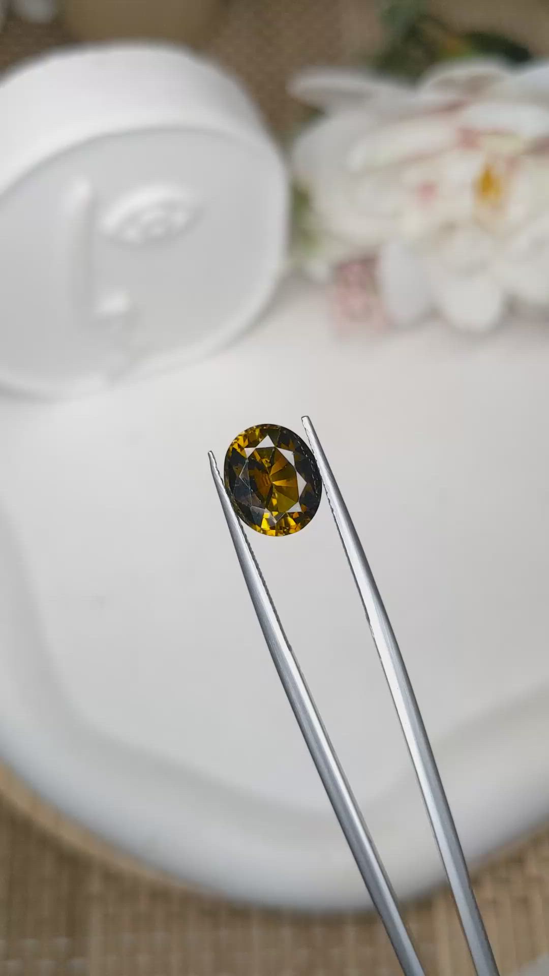 3.27 Ct. Yellowish Brown Tourmaline from Ceylon (Sri Lanka) Size Video