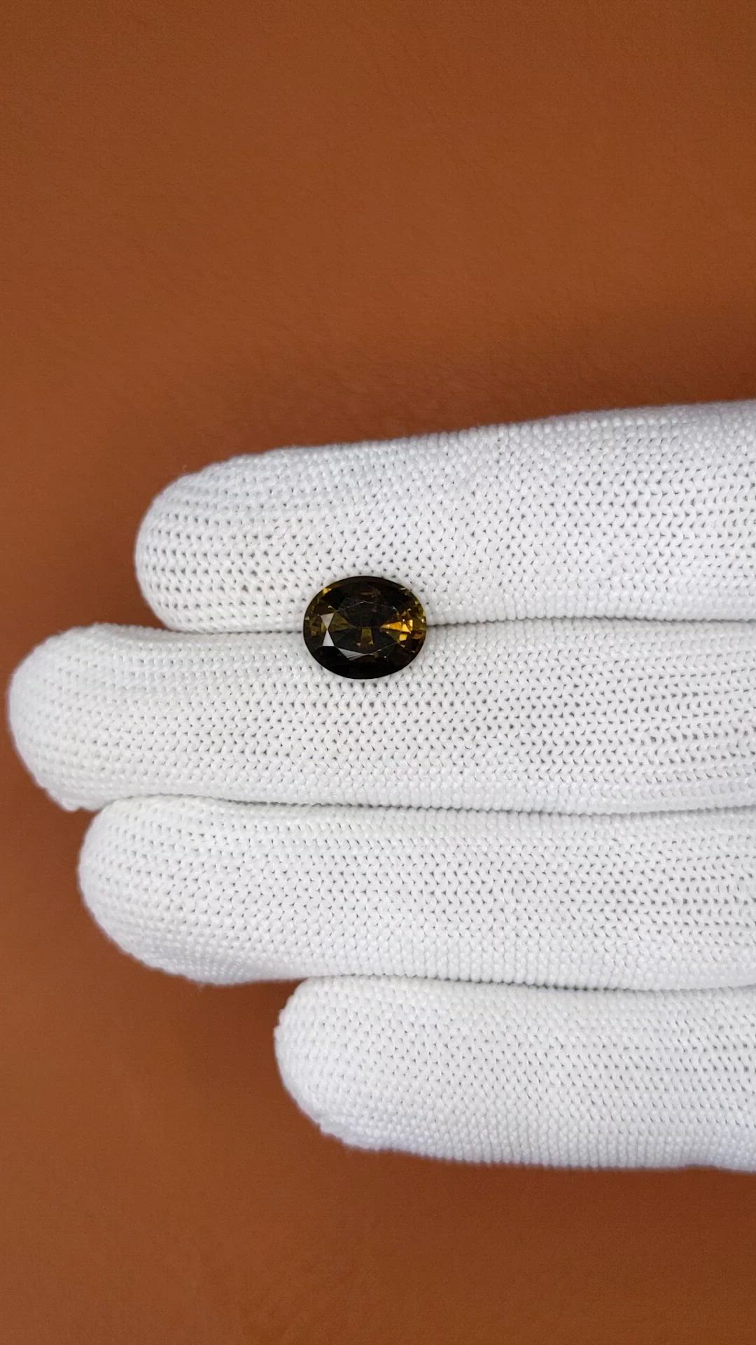 3.27 Ct. Yellowish Brown Tourmaline from Ceylon (Sri Lanka) Size Video